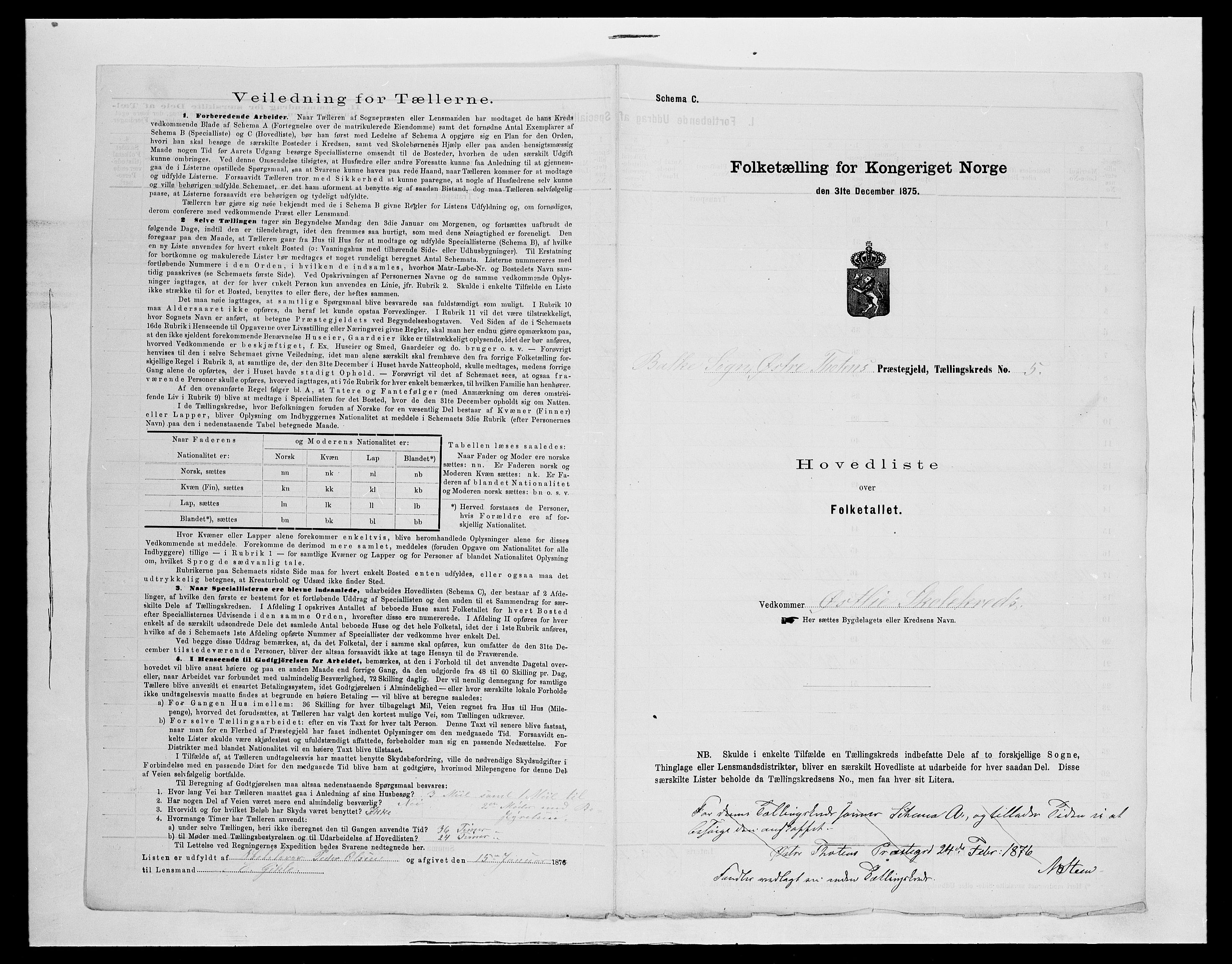 SAH, Folketelling 1875 for 0528P Østre Toten prestegjeld, 1875, s. 46