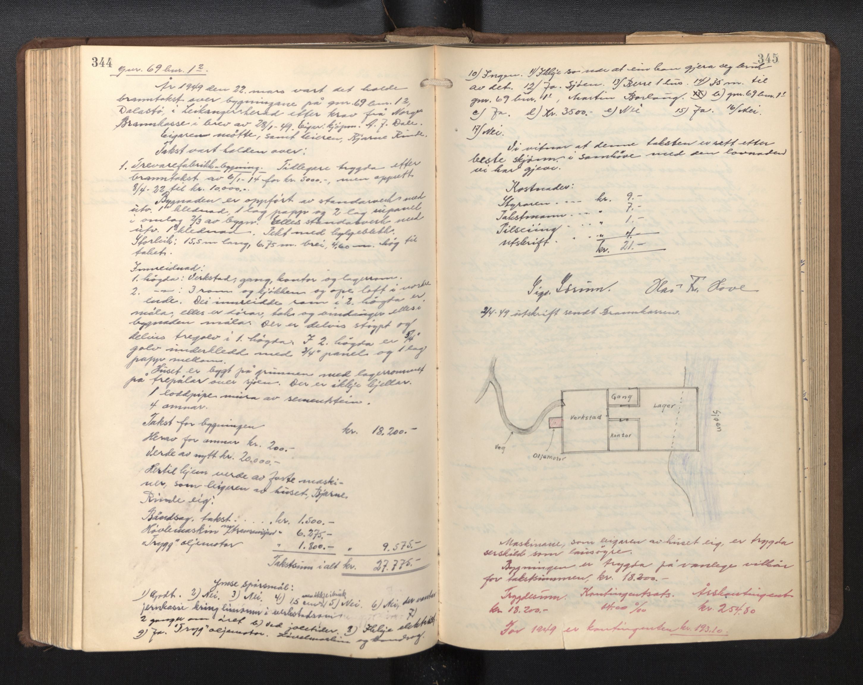Lensmannen i Leikanger, SAB/A-29201/0012/L0003: Branntakstprotokoll, 1941-1954, s. 344-345