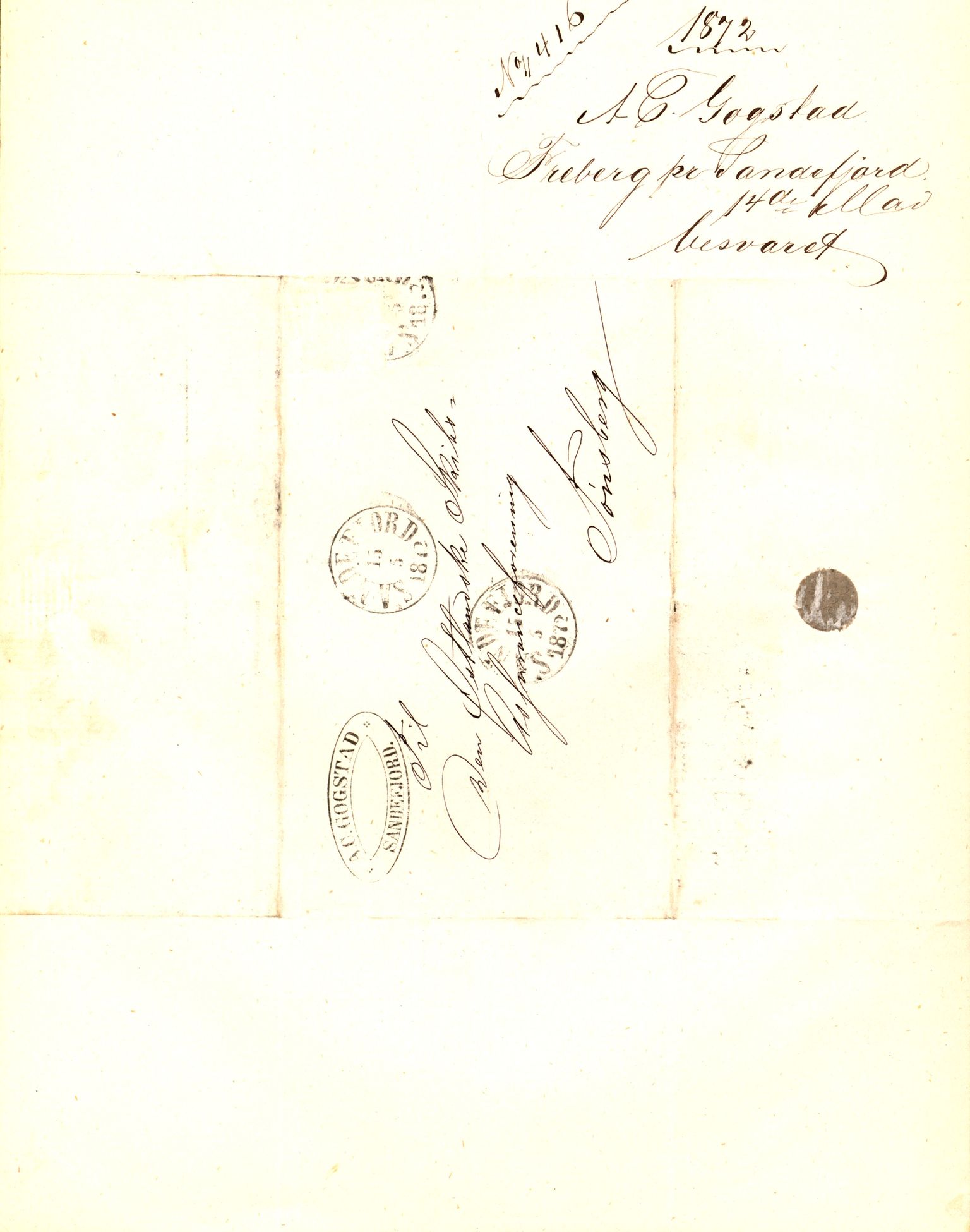 Pa 63 - Østlandske skibsassuranceforening, VEMU/A-1079/G/Ga/L0004/0009: Havaridokumenter / Nordlyset, 1872
