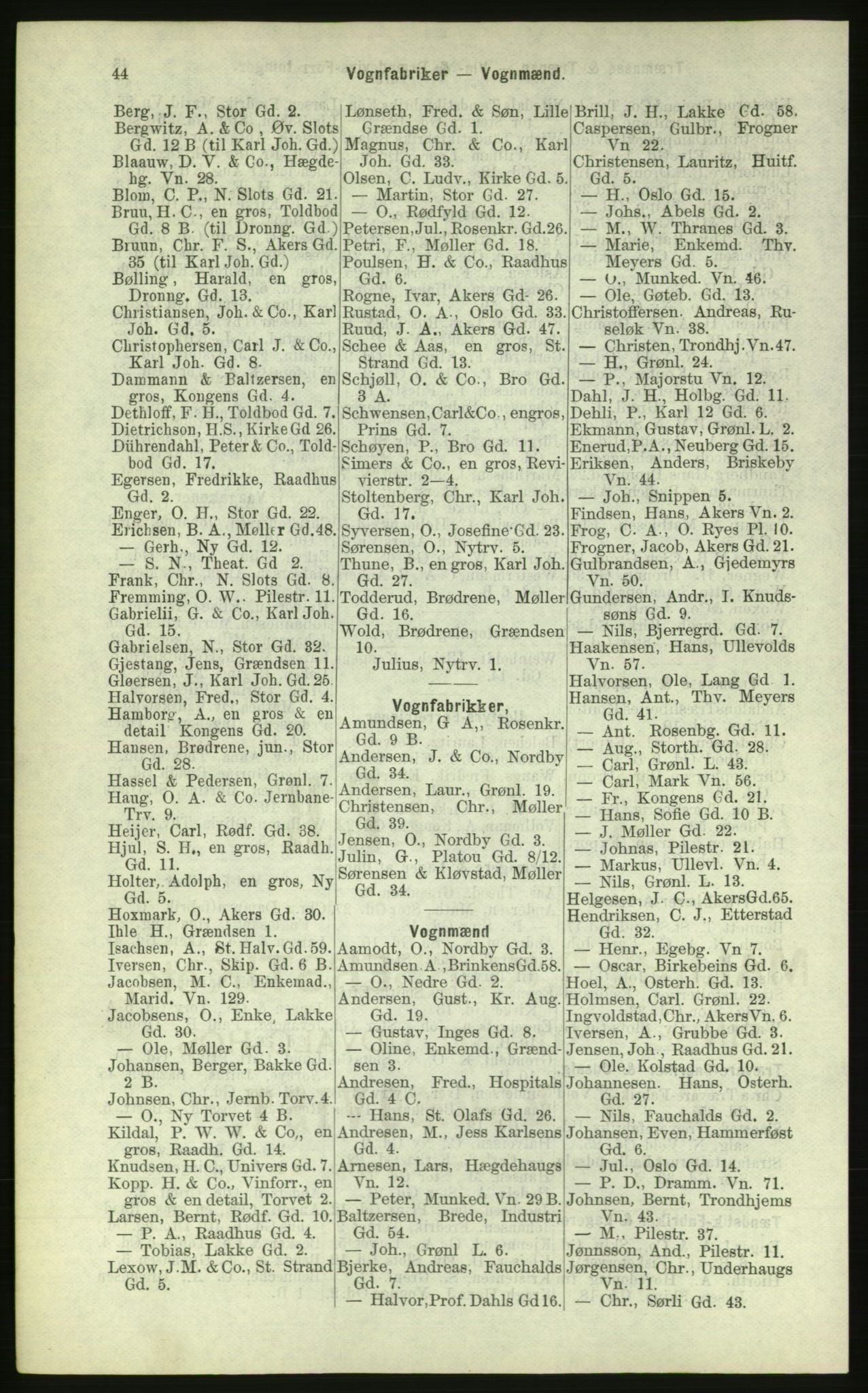 Kristiania/Oslo adressebok, PUBL/-, 1884, s. 44