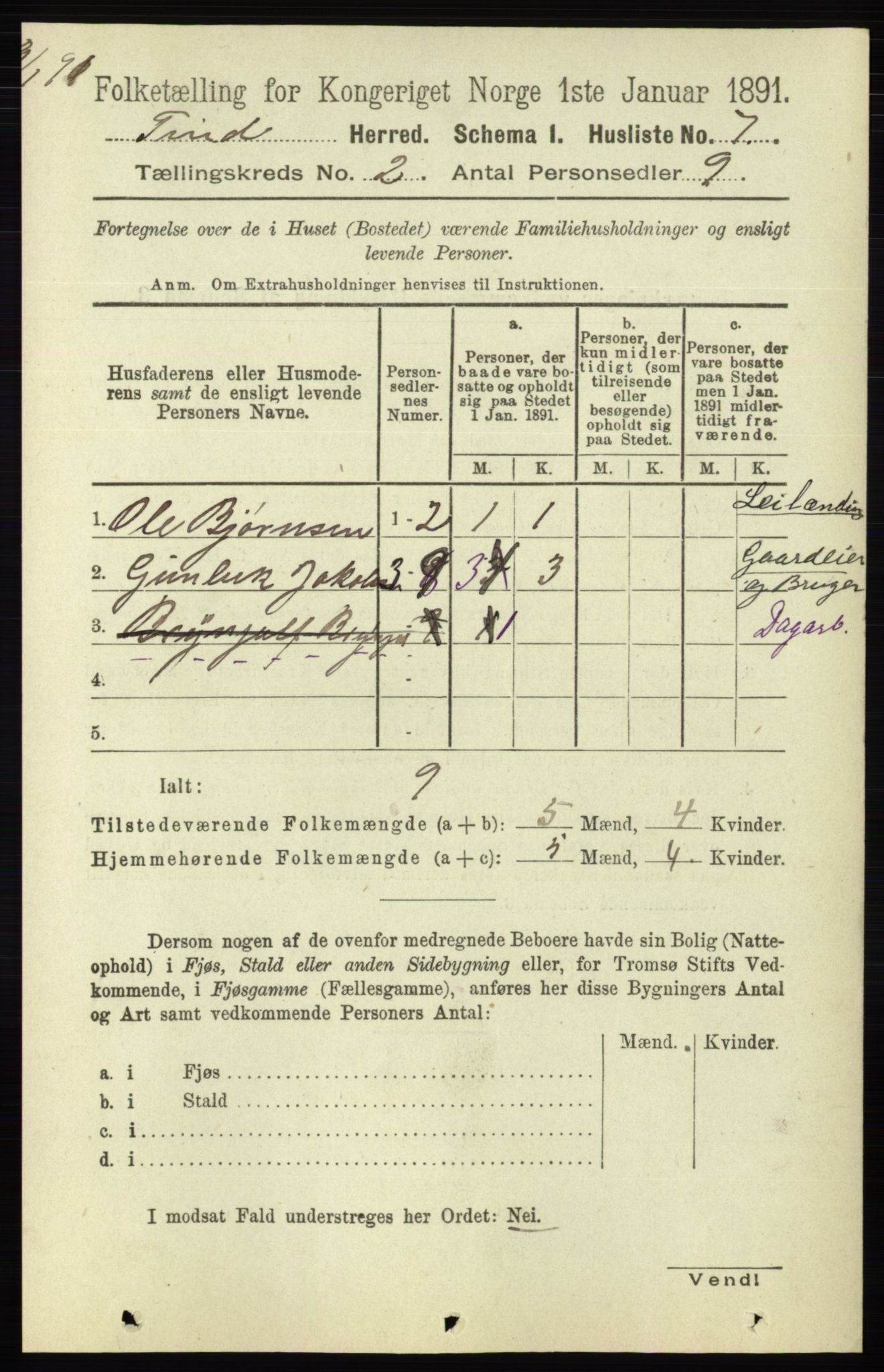 RA, Folketelling 1891 for 0826 Tinn herred, 1891, s. 96