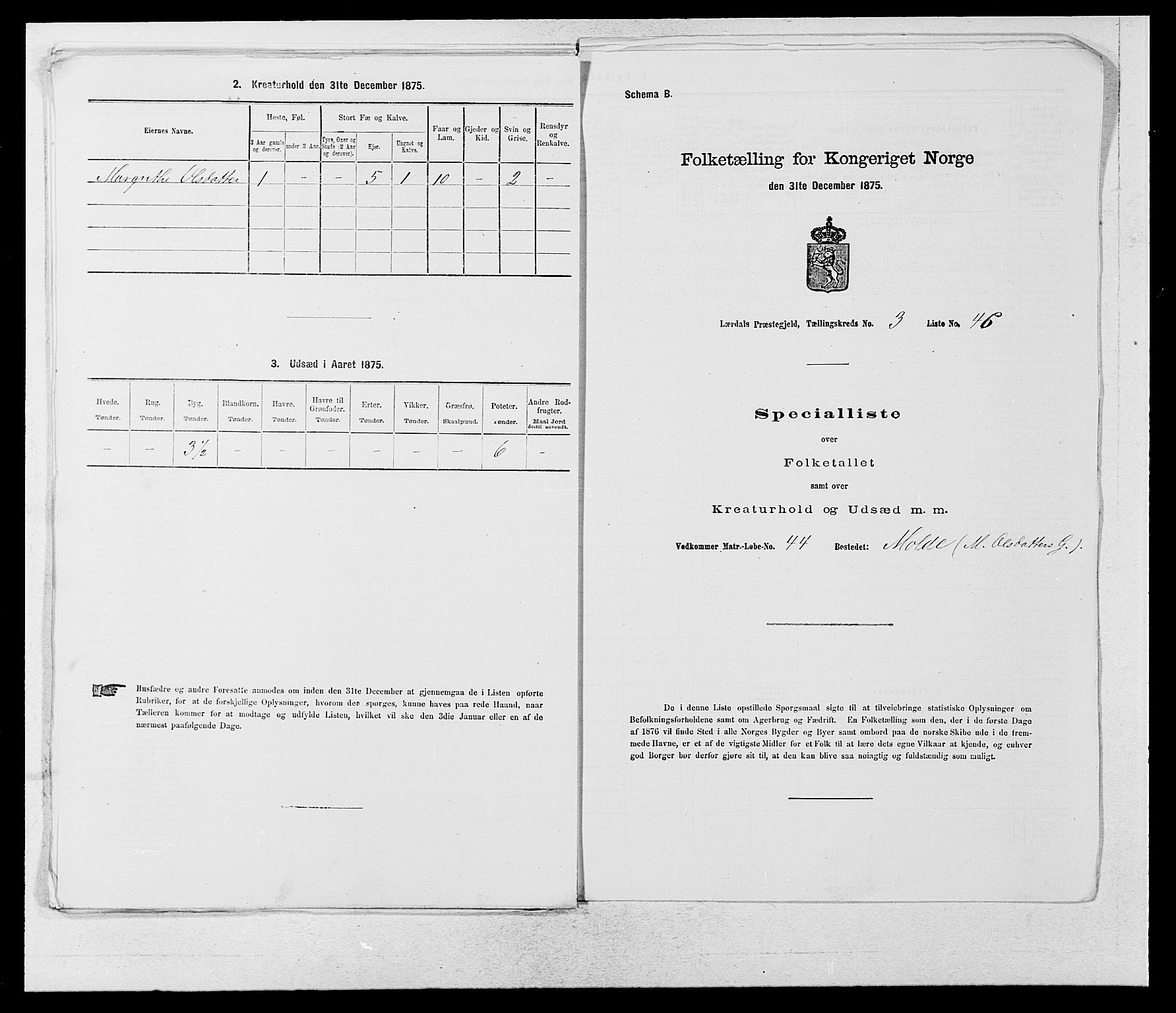 SAB, Folketelling 1875 for 1422P Lærdal prestegjeld, 1875, s. 481