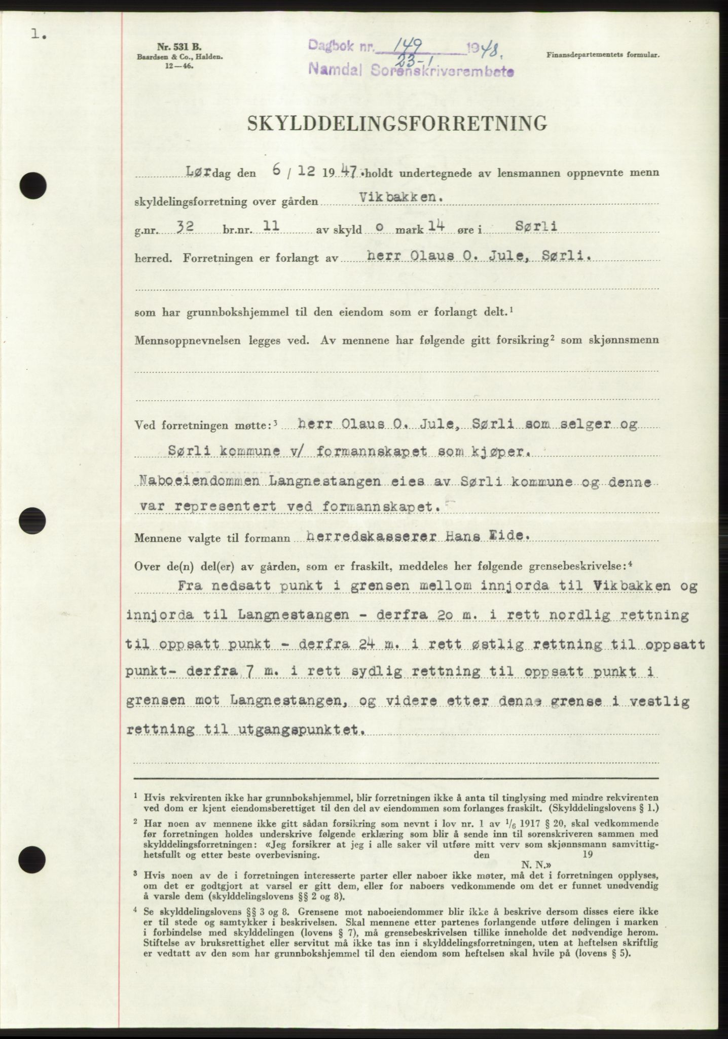 Namdal sorenskriveri, SAT/A-4133/1/2/2C: Pantebok nr. -, 1947-1948, Dagboknr: 149/1948
