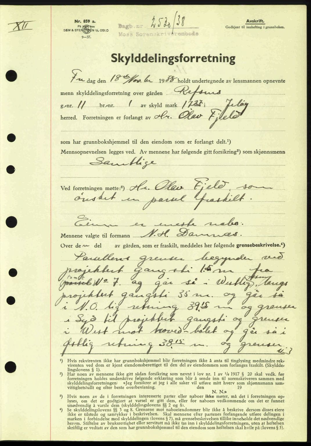 Moss sorenskriveri, SAO/A-10168: Pantebok nr. A5, 1938-1939, Dagboknr: 2530/1938
