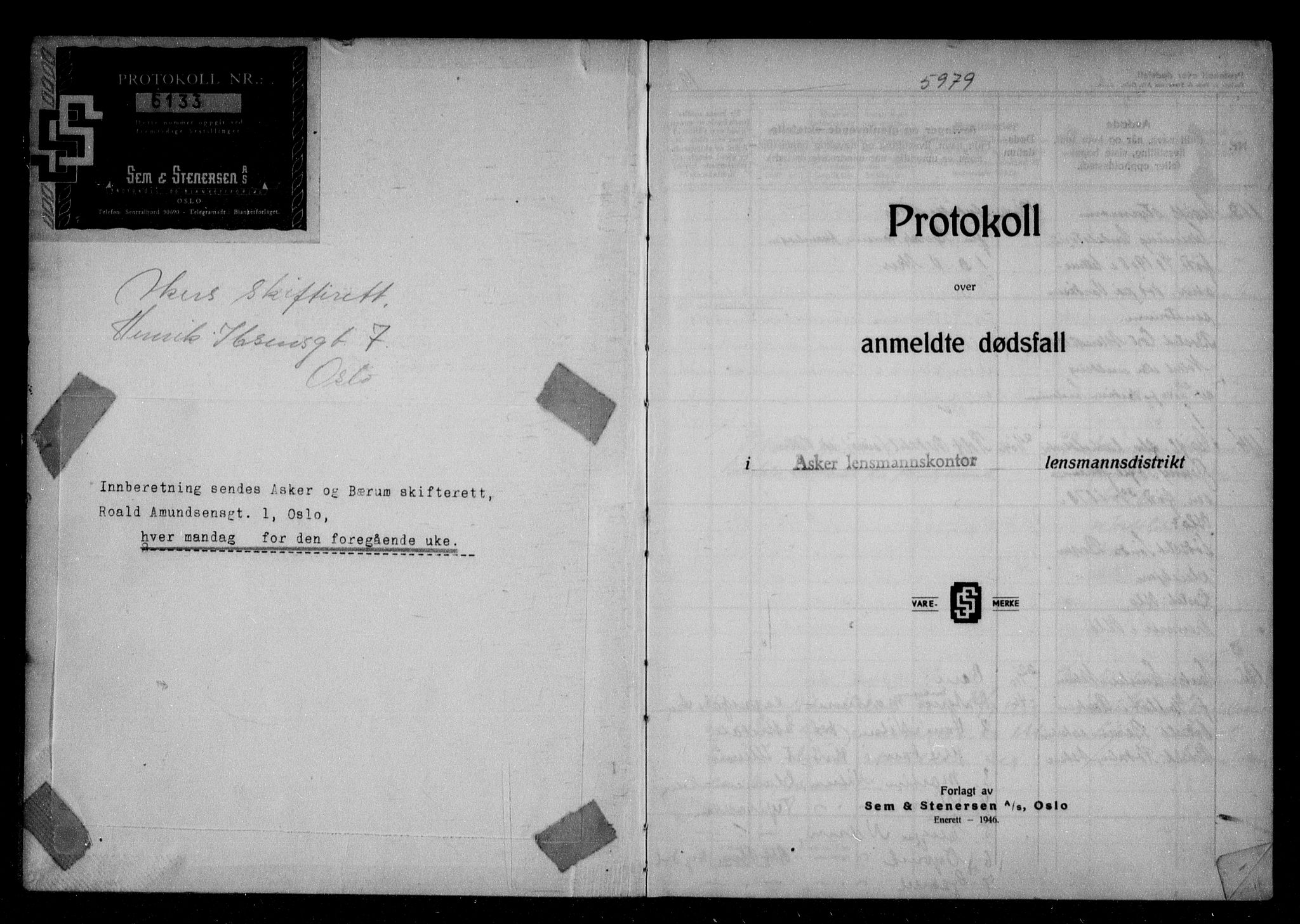 Asker lensmannskontor, AV/SAO-A-10244/H/Ha/Haa/L0007: Dødsanmeldelsesprotokoll, 1946-1949