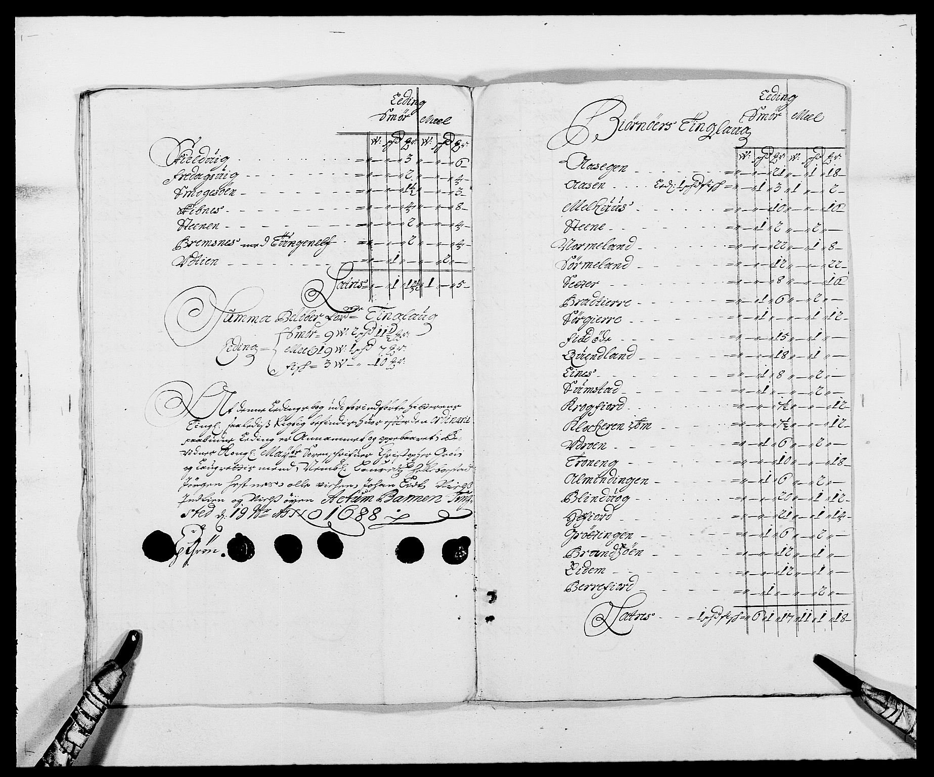 Rentekammeret inntil 1814, Reviderte regnskaper, Fogderegnskap, AV/RA-EA-4092/R57/L3846: Fogderegnskap Fosen, 1688, s. 147