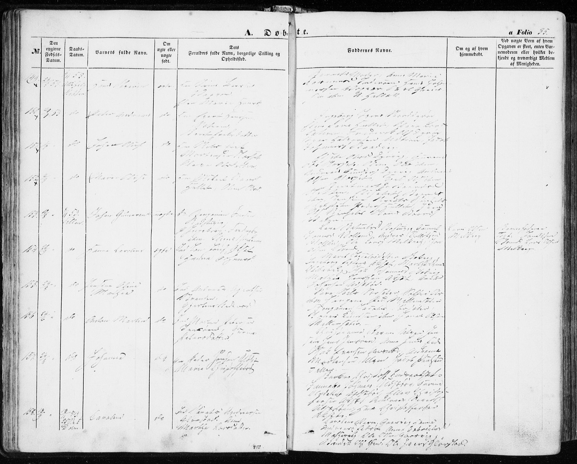 Ministerialprotokoller, klokkerbøker og fødselsregistre - Sør-Trøndelag, SAT/A-1456/634/L0530: Ministerialbok nr. 634A06, 1852-1860, s. 35