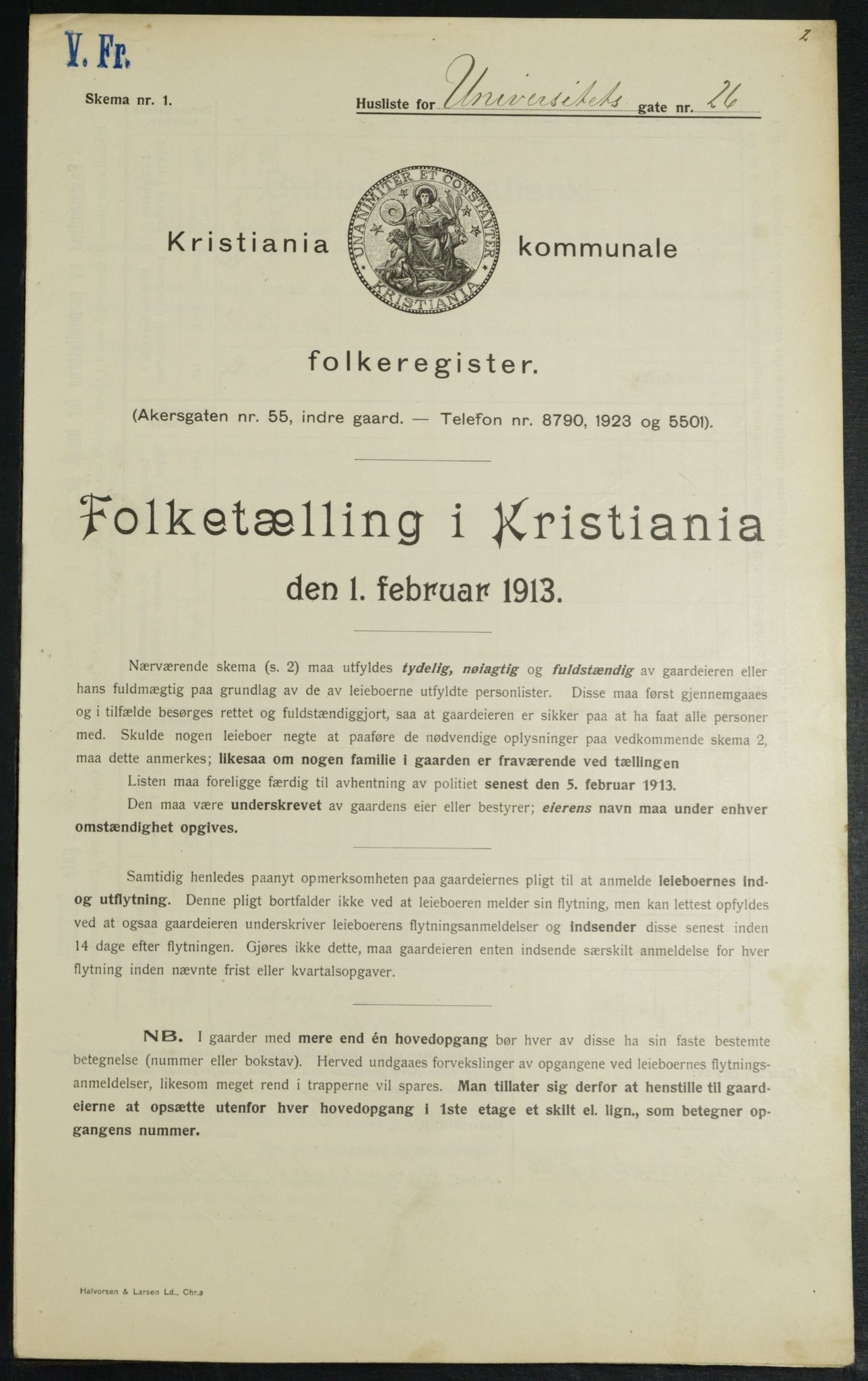 OBA, Kommunal folketelling 1.2.1913 for Kristiania, 1913, s. 120119