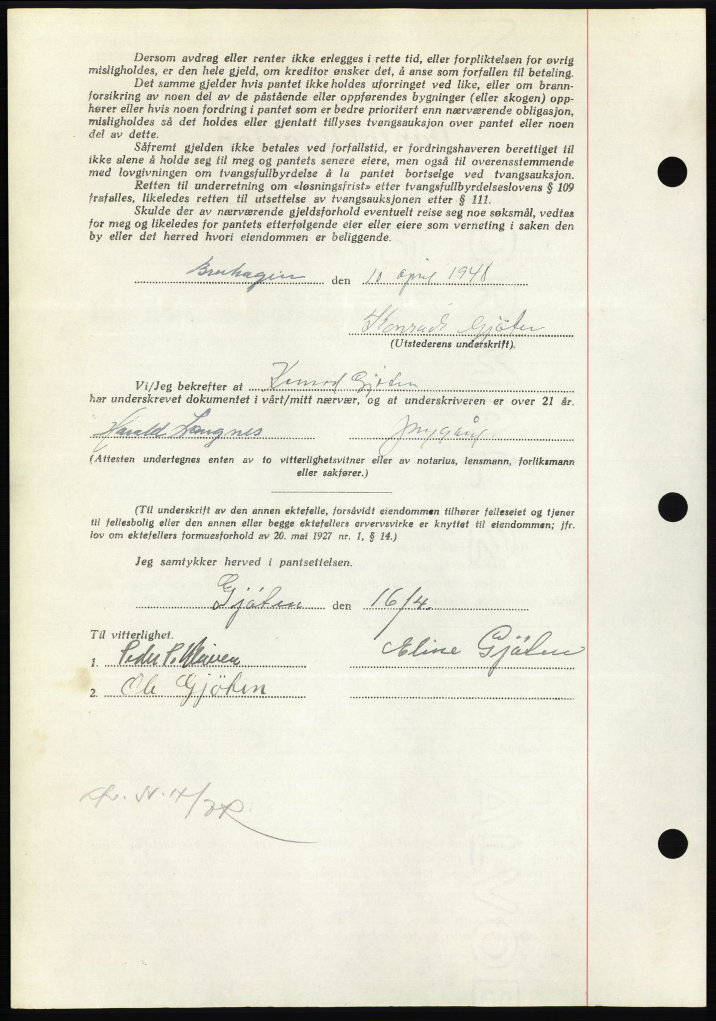 Nordmøre sorenskriveri, AV/SAT-A-4132/1/2/2Ca: Pantebok nr. B98, 1948-1948, Dagboknr: 952/1948