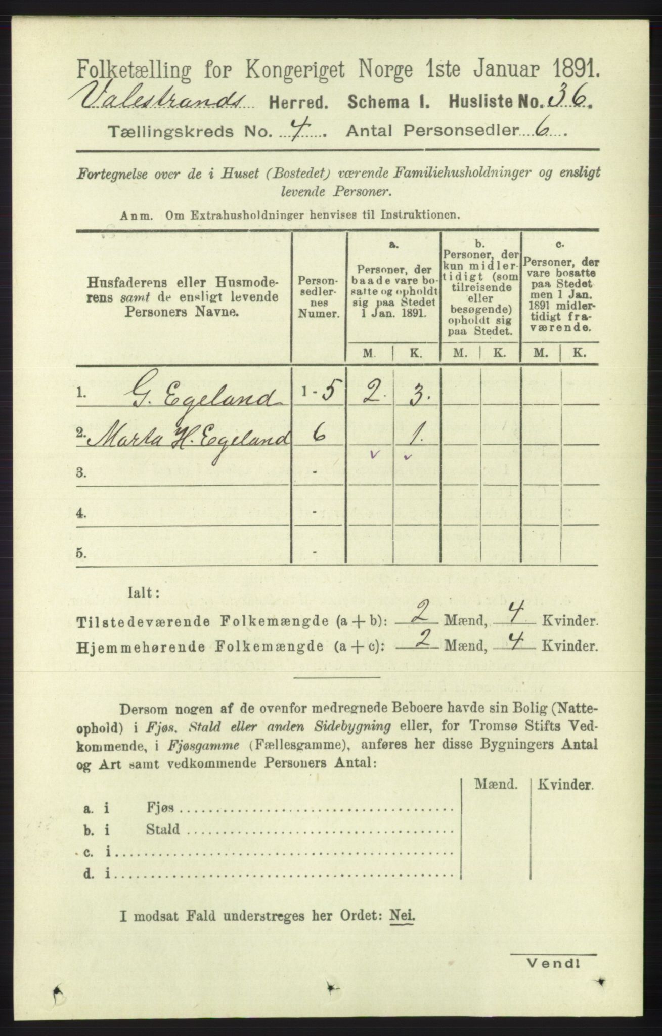 RA, Folketelling 1891 for 1217 Valestrand herred, 1891, s. 866