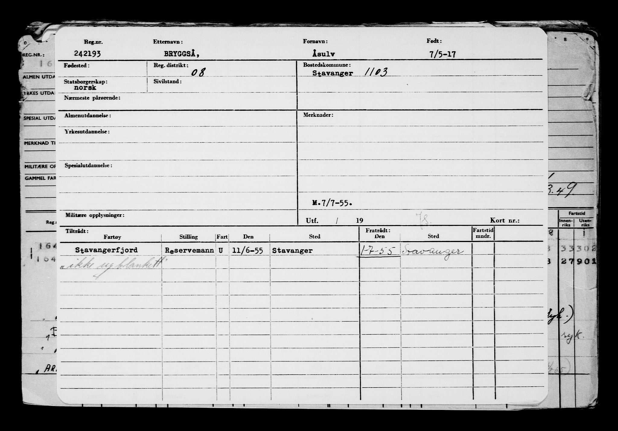 Direktoratet for sjømenn, RA/S-3545/G/Gb/L0148: Hovedkort, 1917, s. 372