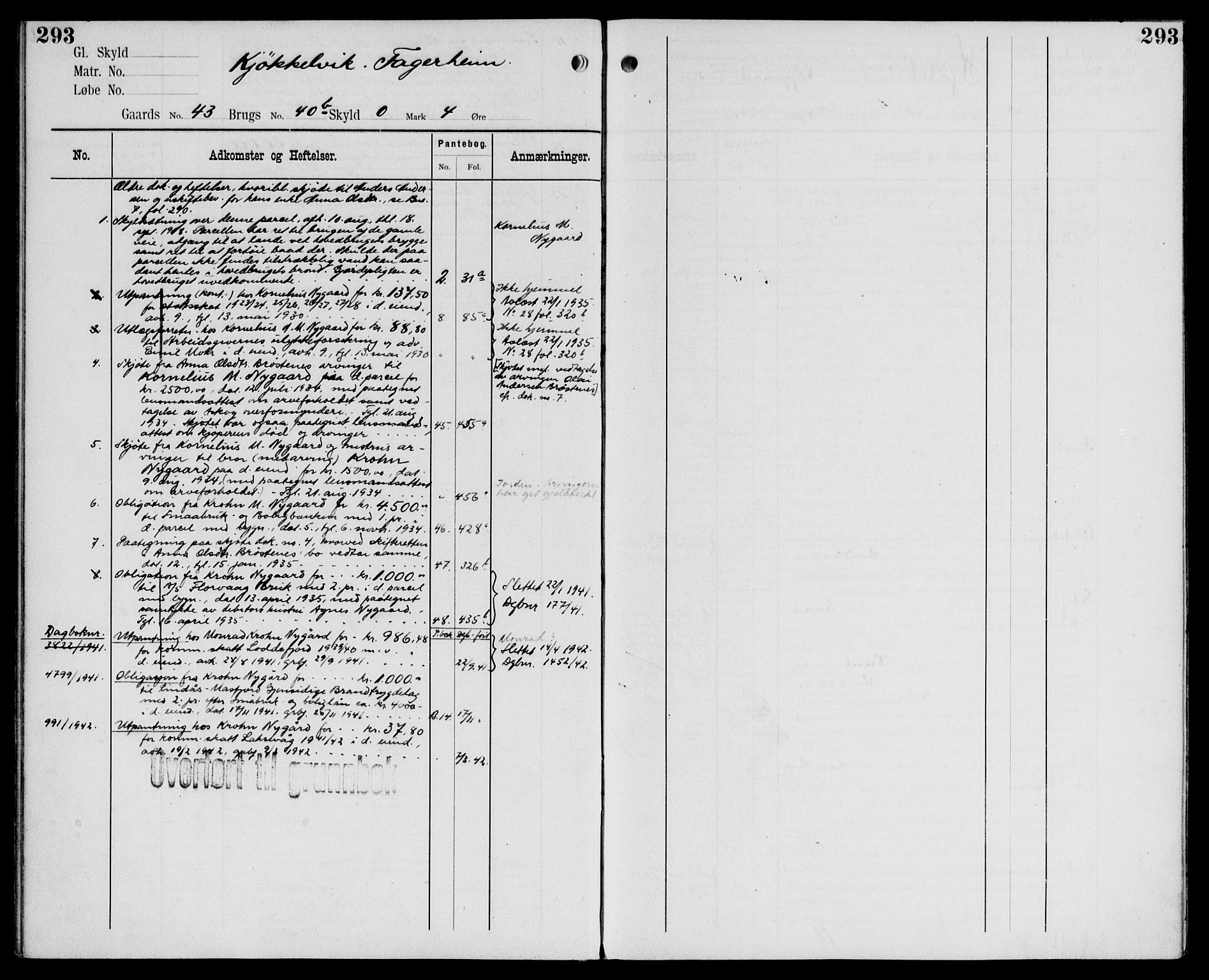 Midhordland sorenskriveri, AV/SAB-A-3001/1/G/Ga/Gab/L0107: Panteregister nr. II.A.b.107, s. 293