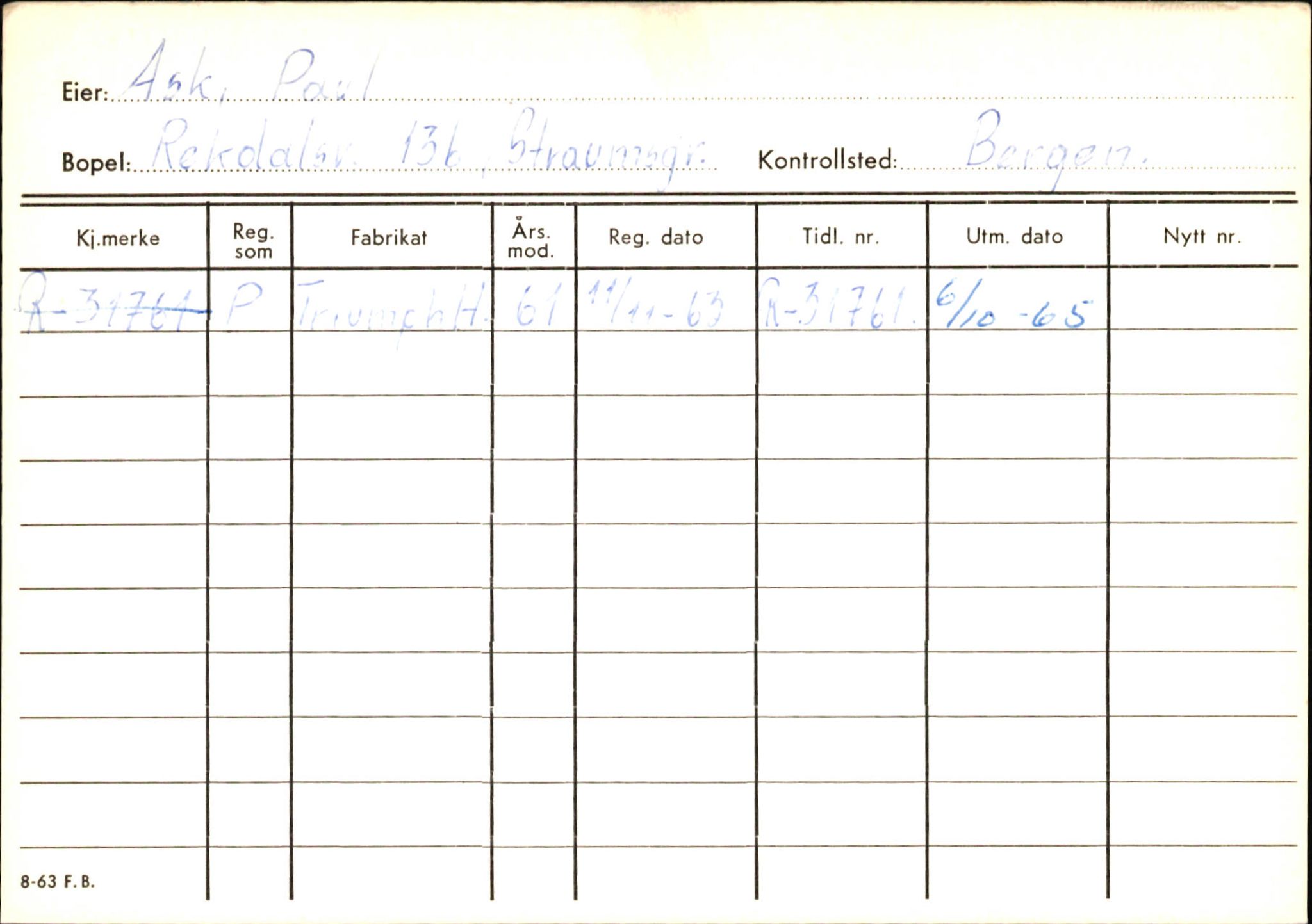 Statens vegvesen, Hordaland vegkontor, AV/SAB-A-5201/2/Ha/L0002: R-eierkort A, 1920-1971, s. 992