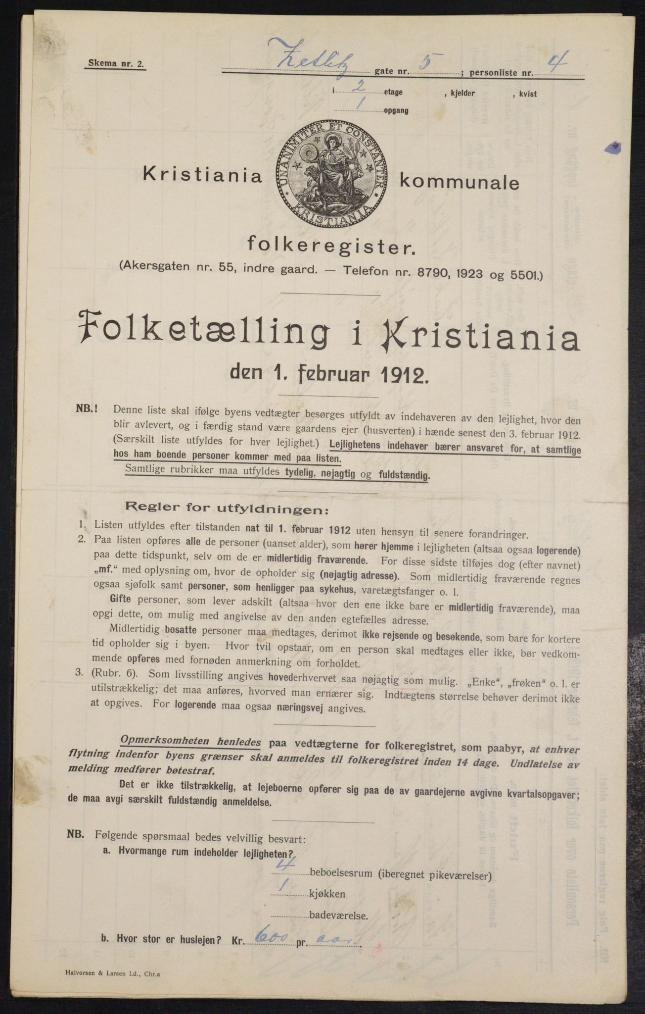 OBA, Kommunal folketelling 1.2.1912 for Kristiania, 1912, s. 128666