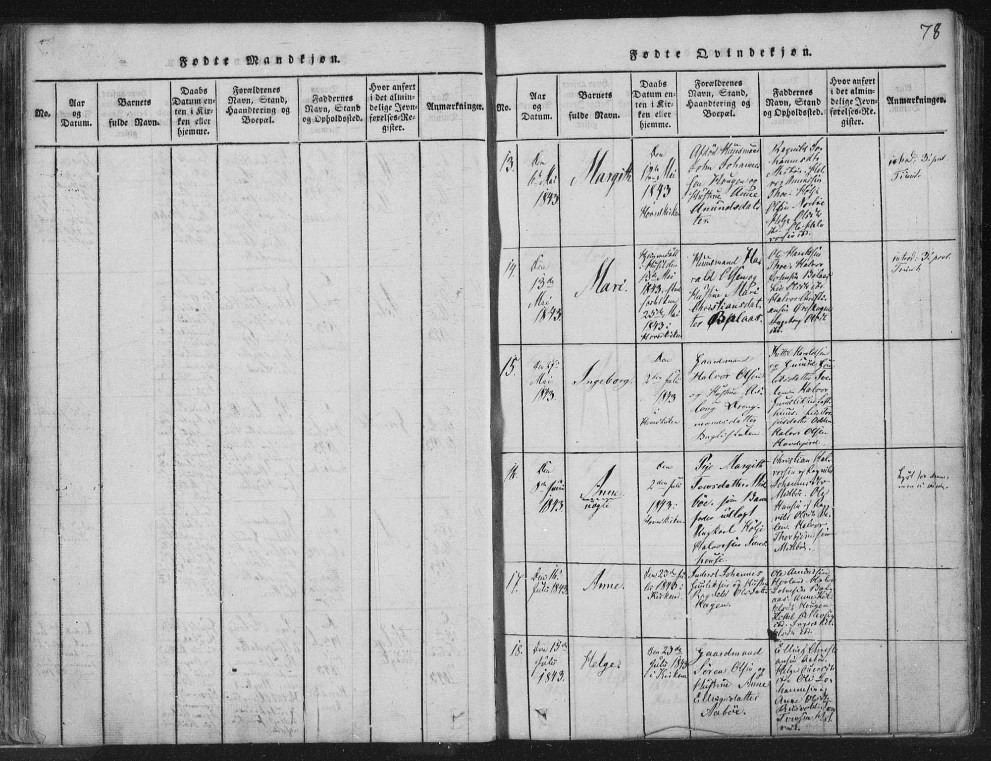 Hjartdal kirkebøker, AV/SAKO-A-270/F/Fc/L0001: Ministerialbok nr. III 1, 1815-1843, s. 78