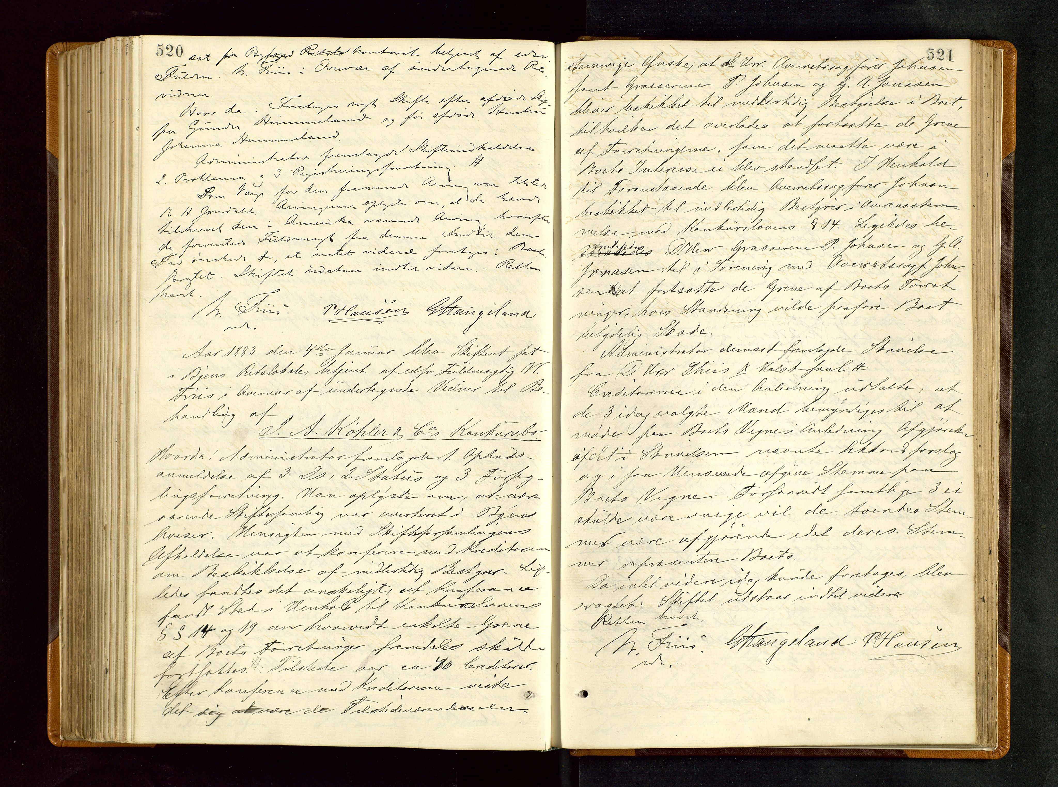 Stavanger byfogd, AV/SAST-A-101408/001/5/50/503BB/L0016: Skifteforhandlingsprotokoll, 1879-1883, s. 520-521