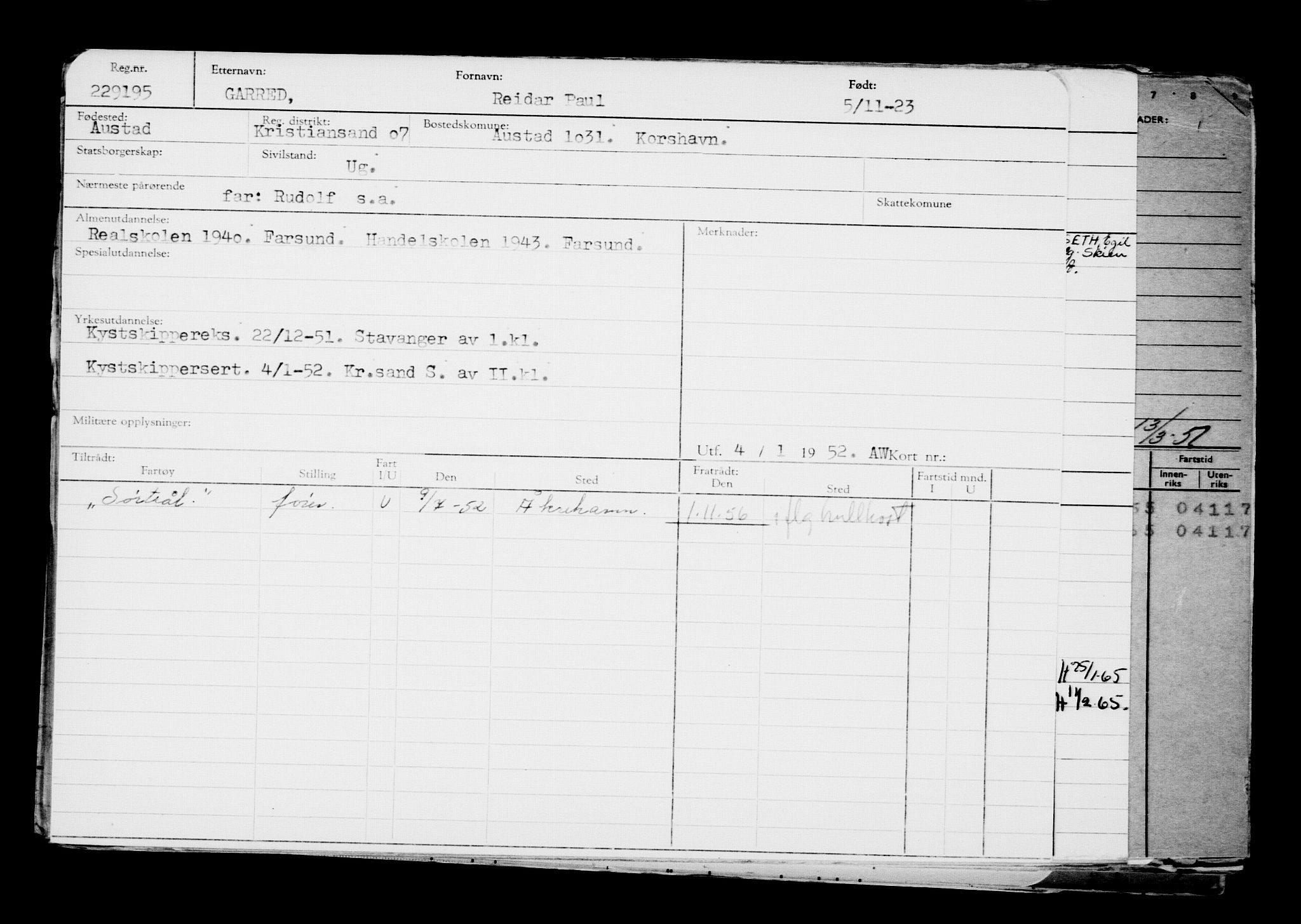 Direktoratet for sjømenn, AV/RA-S-3545/G/Gb/L0224: Hovedkort, 1923, s. 538