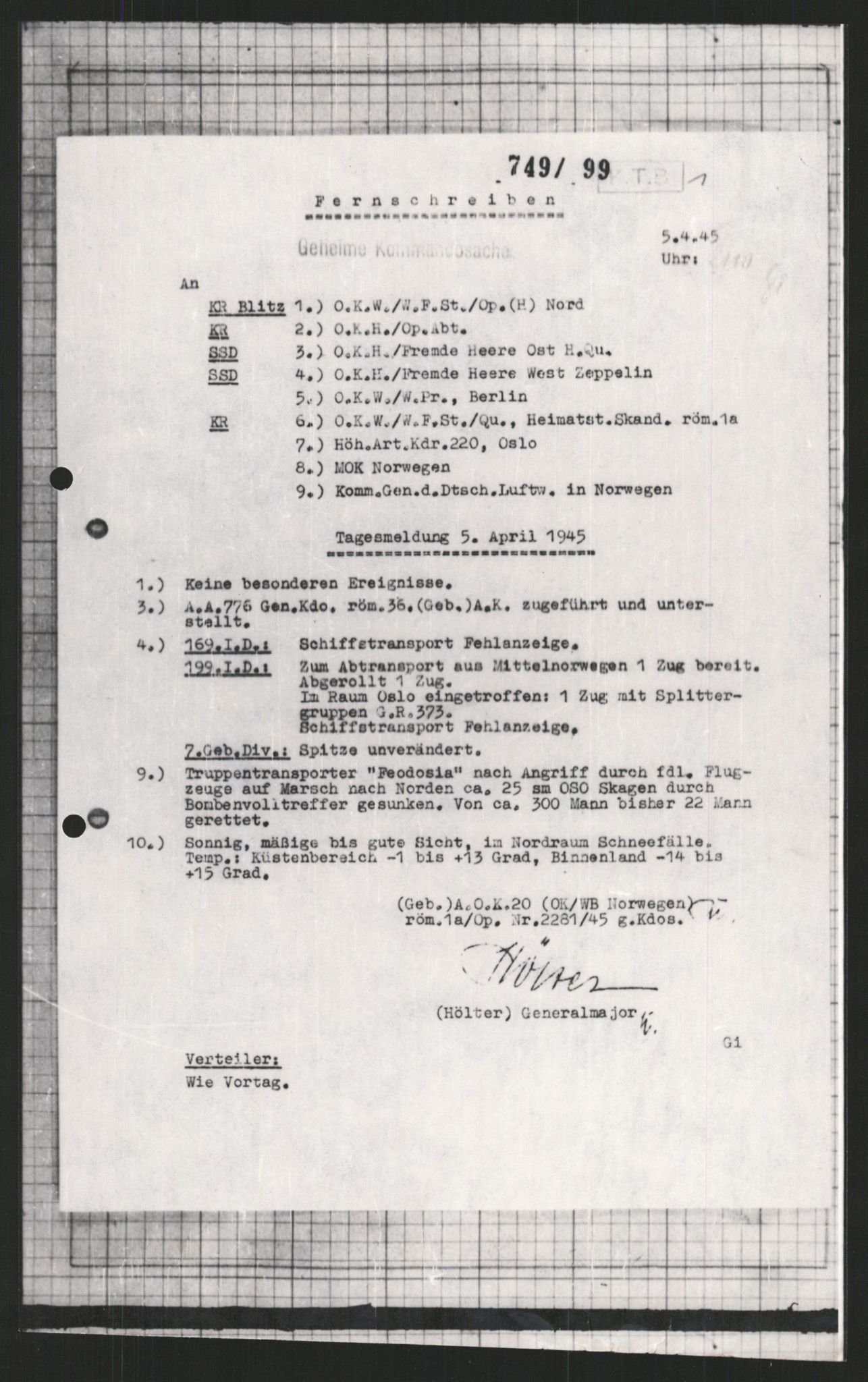 Forsvarets Overkommando. 2 kontor. Arkiv 11.4. Spredte tyske arkivsaker, AV/RA-RAFA-7031/D/Dar/Dara/L0009: Krigsdagbøker for 20. Gebirgs-Armee-Oberkommando (AOK 20), 1940-1945, s. 58