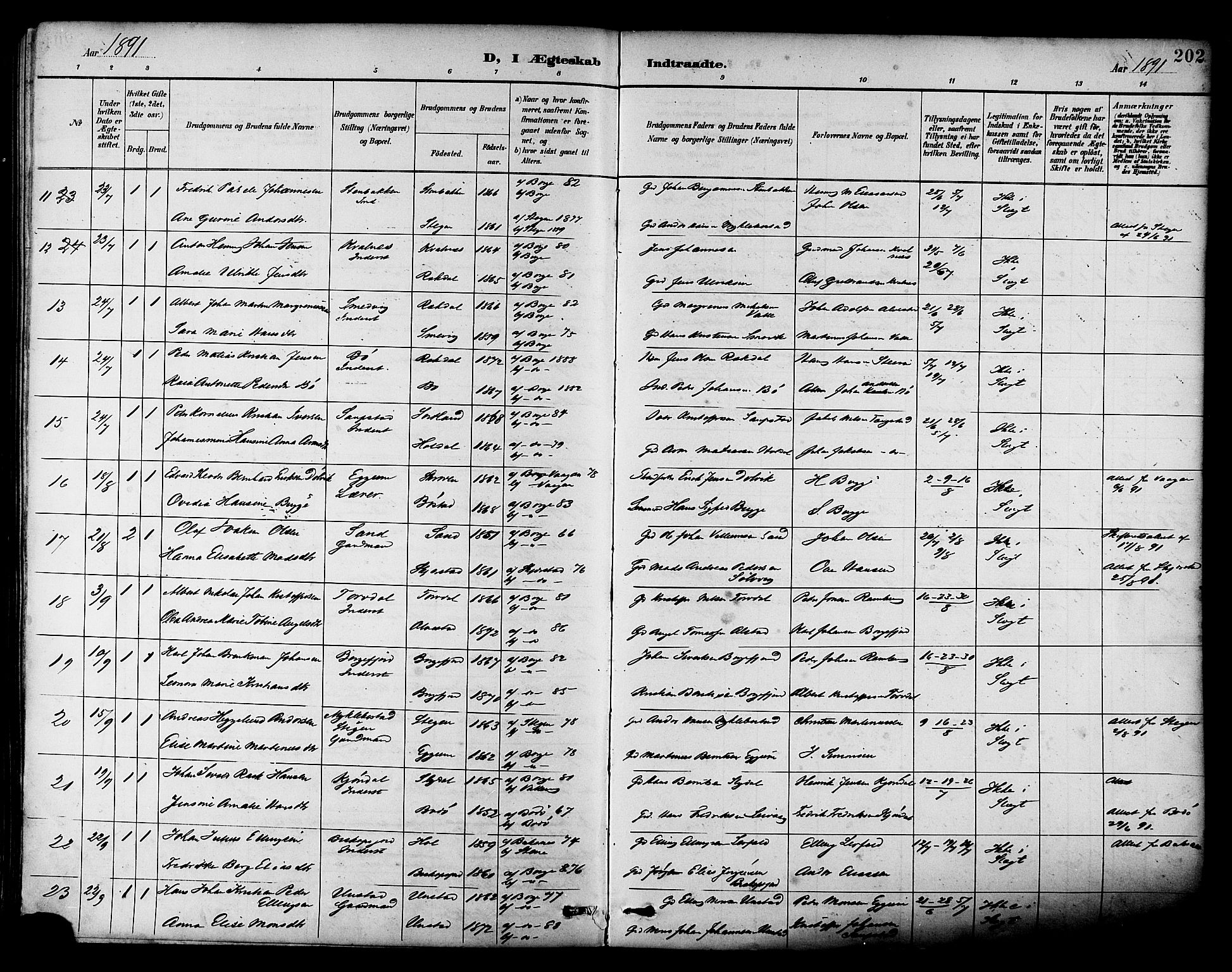 Ministerialprotokoller, klokkerbøker og fødselsregistre - Nordland, SAT/A-1459/880/L1133: Ministerialbok nr. 880A07, 1888-1898, s. 202