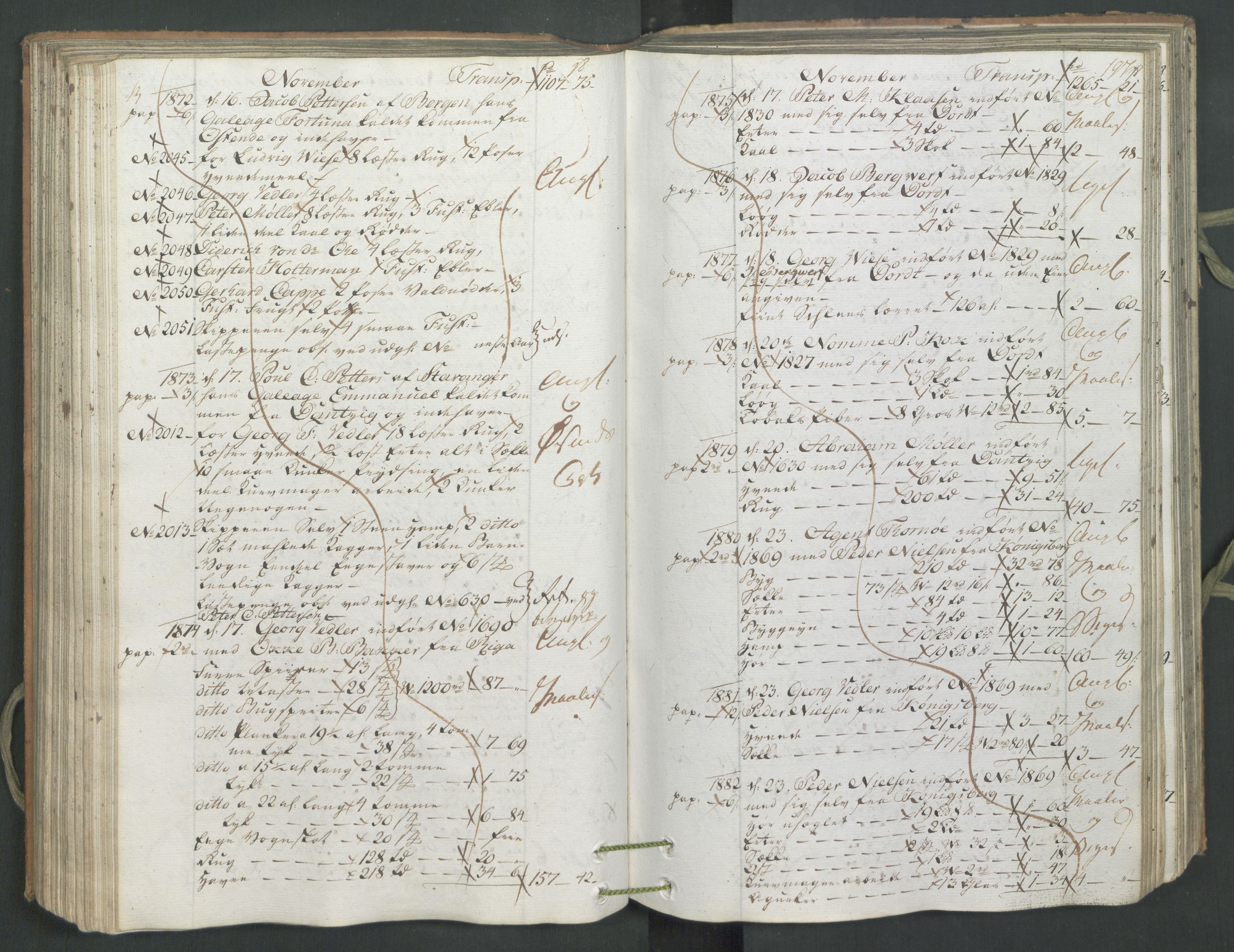 Generaltollkammeret, tollregnskaper, AV/RA-EA-5490/R26/L0222/0001: Tollregnskaper Bergen A / Inngående hovedtollbok, 1786, s. 196b-197a