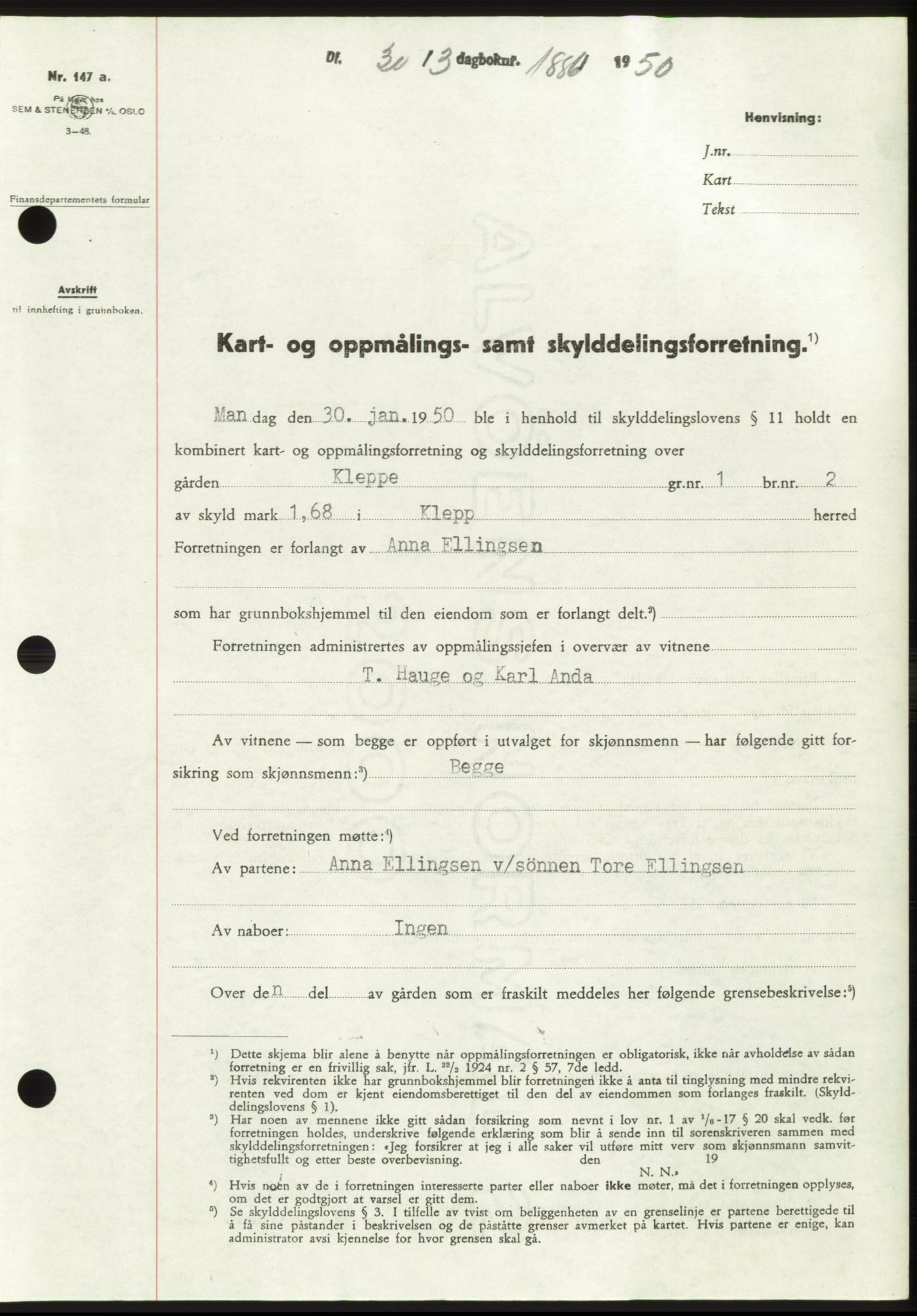 Jæren sorenskriveri, SAST/A-100310/03/G/Gba/L0107: Pantebok, 1950-1950, Dagboknr: 1886/1950