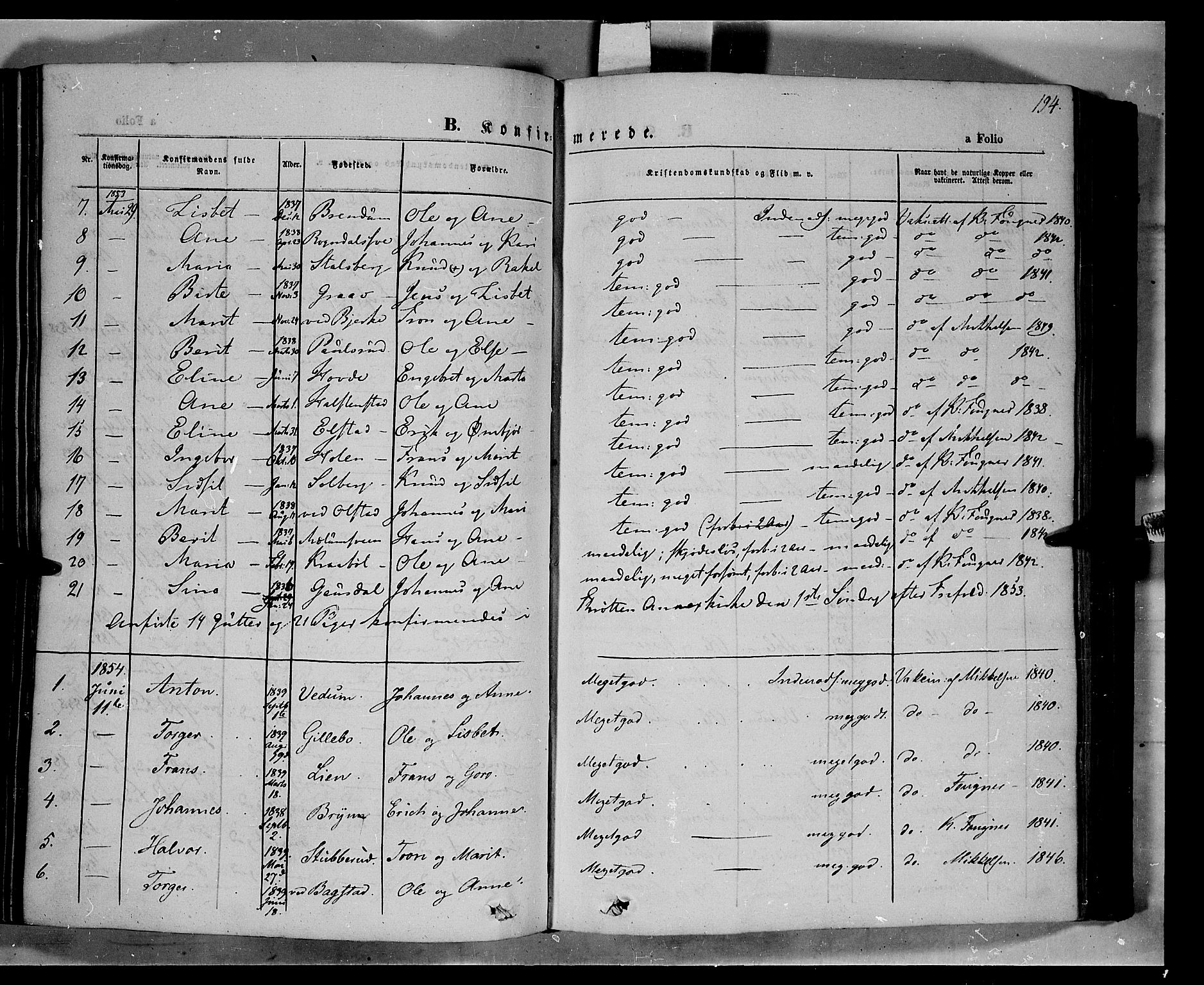 Øyer prestekontor, AV/SAH-PREST-084/H/Ha/Haa/L0005: Ministerialbok nr. 5, 1842-1857, s. 194