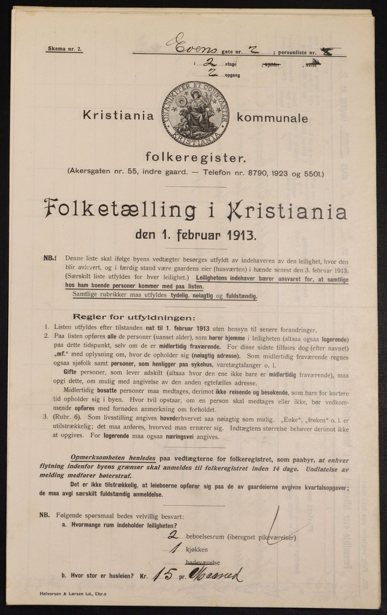 OBA, Kommunal folketelling 1.2.1913 for Kristiania, 1913, s. 23005