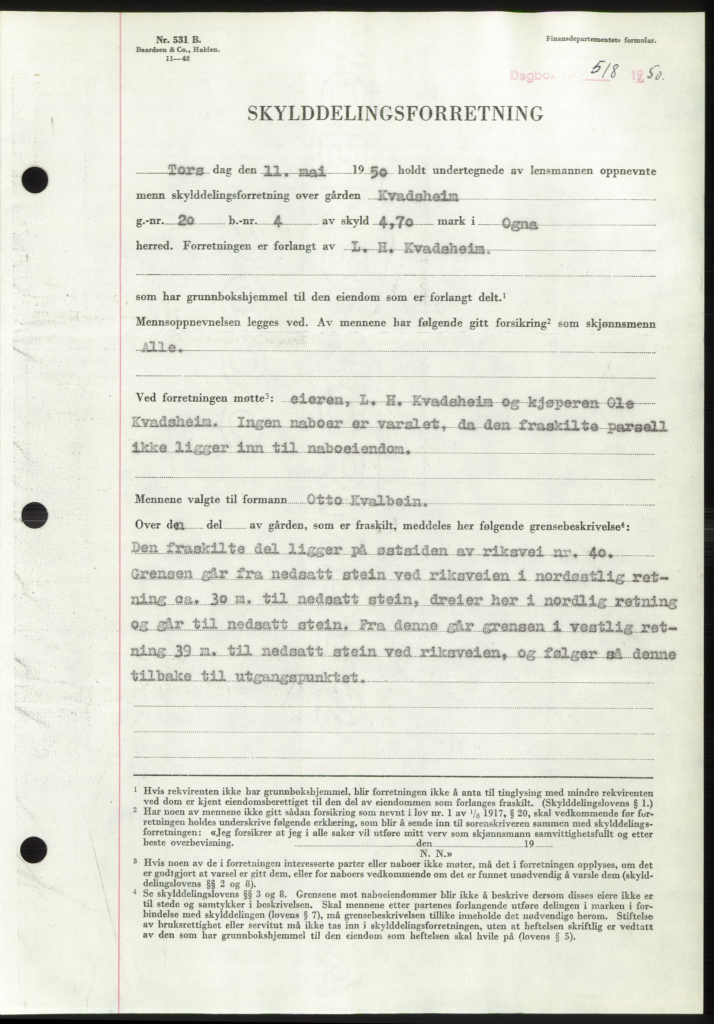 Dalane sorenskriveri, SAST/A-100309/02/G/Gb/L0058: Pantebok, 1926-1950, Tingl.dato: 19.05.1950
