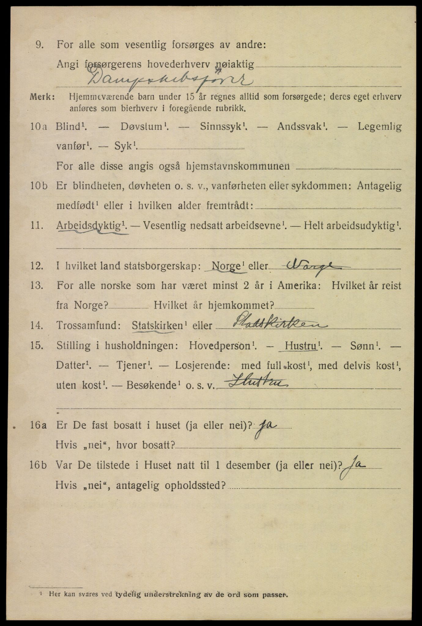 SAK, Folketelling 1920 for 1002 Mandal ladested, 1920, s. 9206