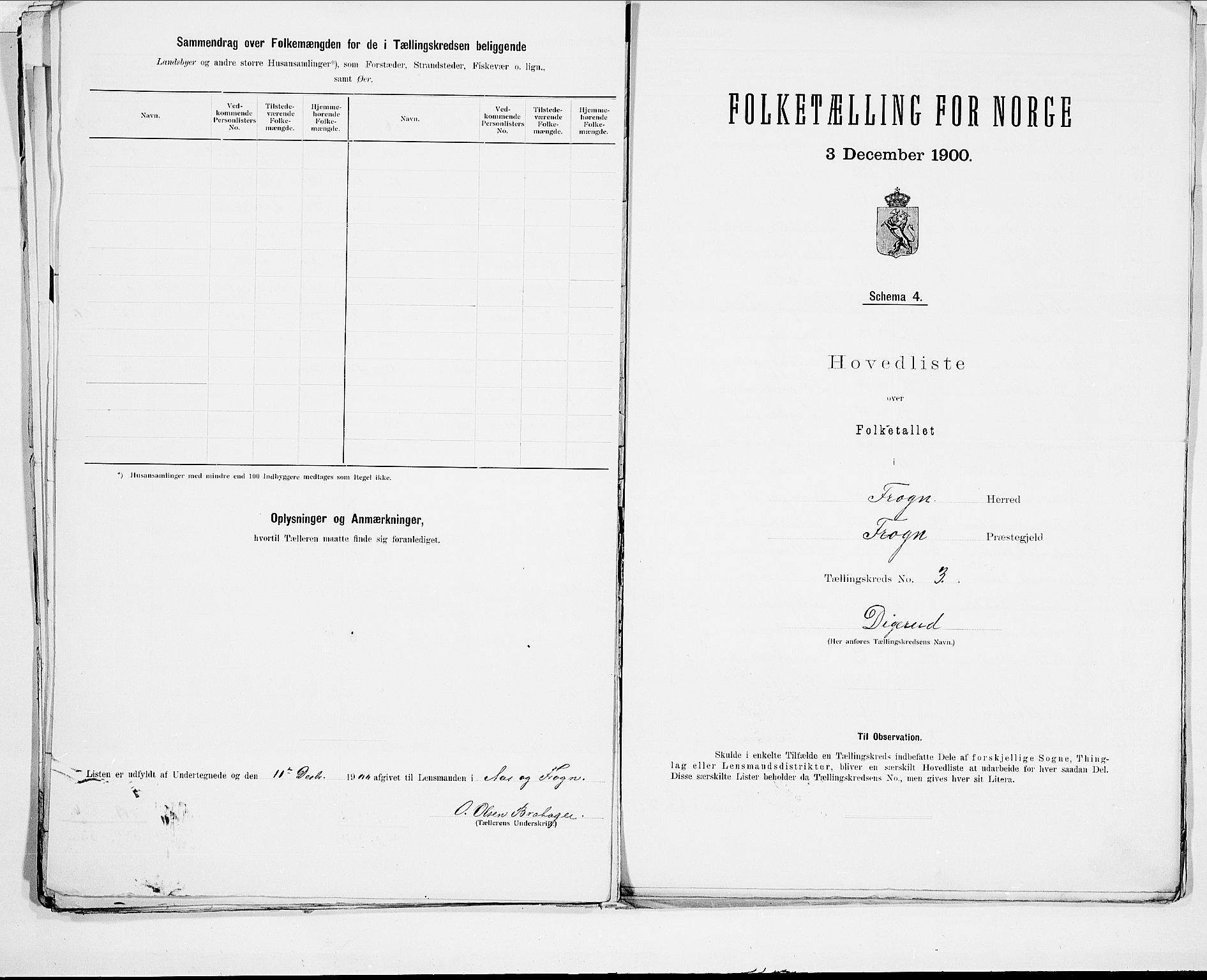 SAO, Folketelling 1900 for 0215 Frogn herred, 1900, s. 8