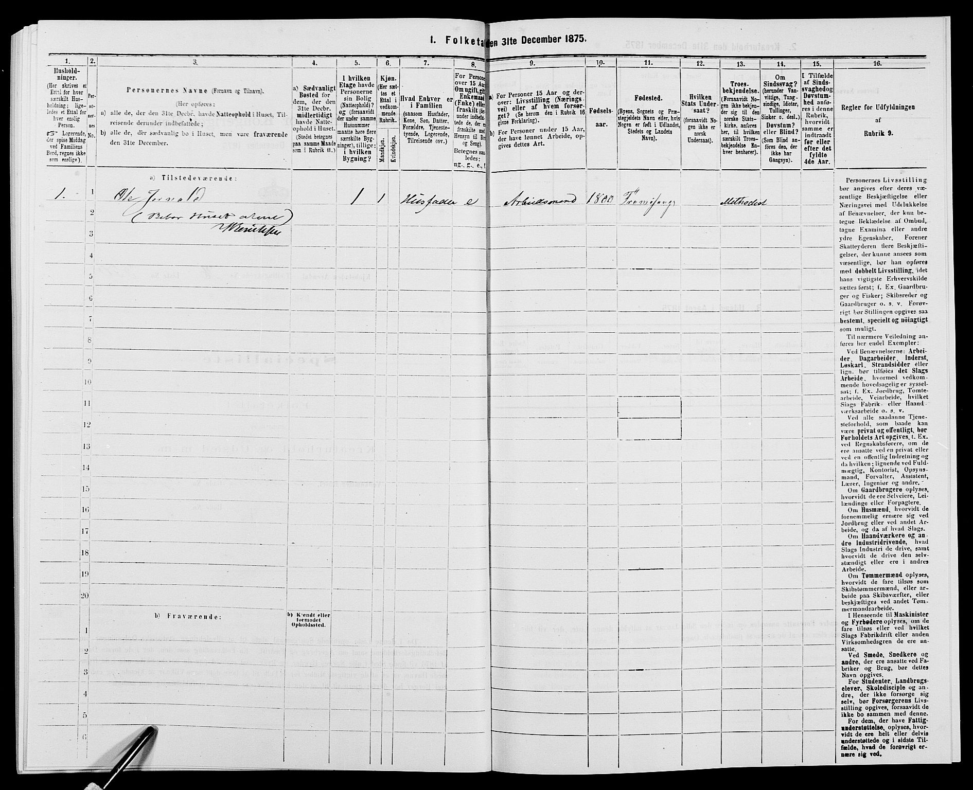 SAK, Folketelling 1875 for 0903P Arendal prestegjeld, 1875, s. 808