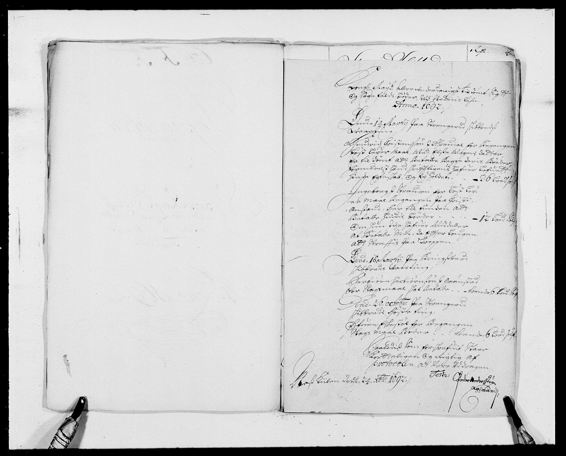 Rentekammeret inntil 1814, Reviderte regnskaper, Fogderegnskap, RA/EA-4092/R39/L2311: Fogderegnskap Nedenes, 1690-1692, s. 159