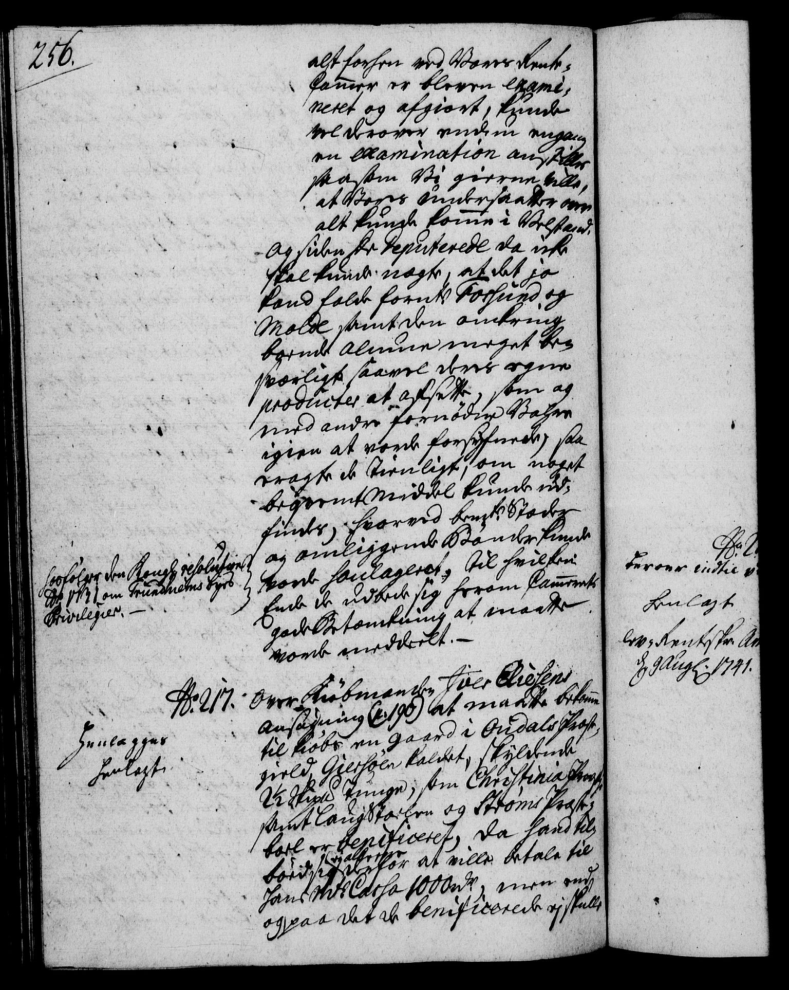 Rentekammeret, Kammerkanselliet, RA/EA-3111/G/Gh/Gha/L0023: Norsk ekstraktmemorialprotokoll (merket RK 53.68), 1741-1742, s. 256