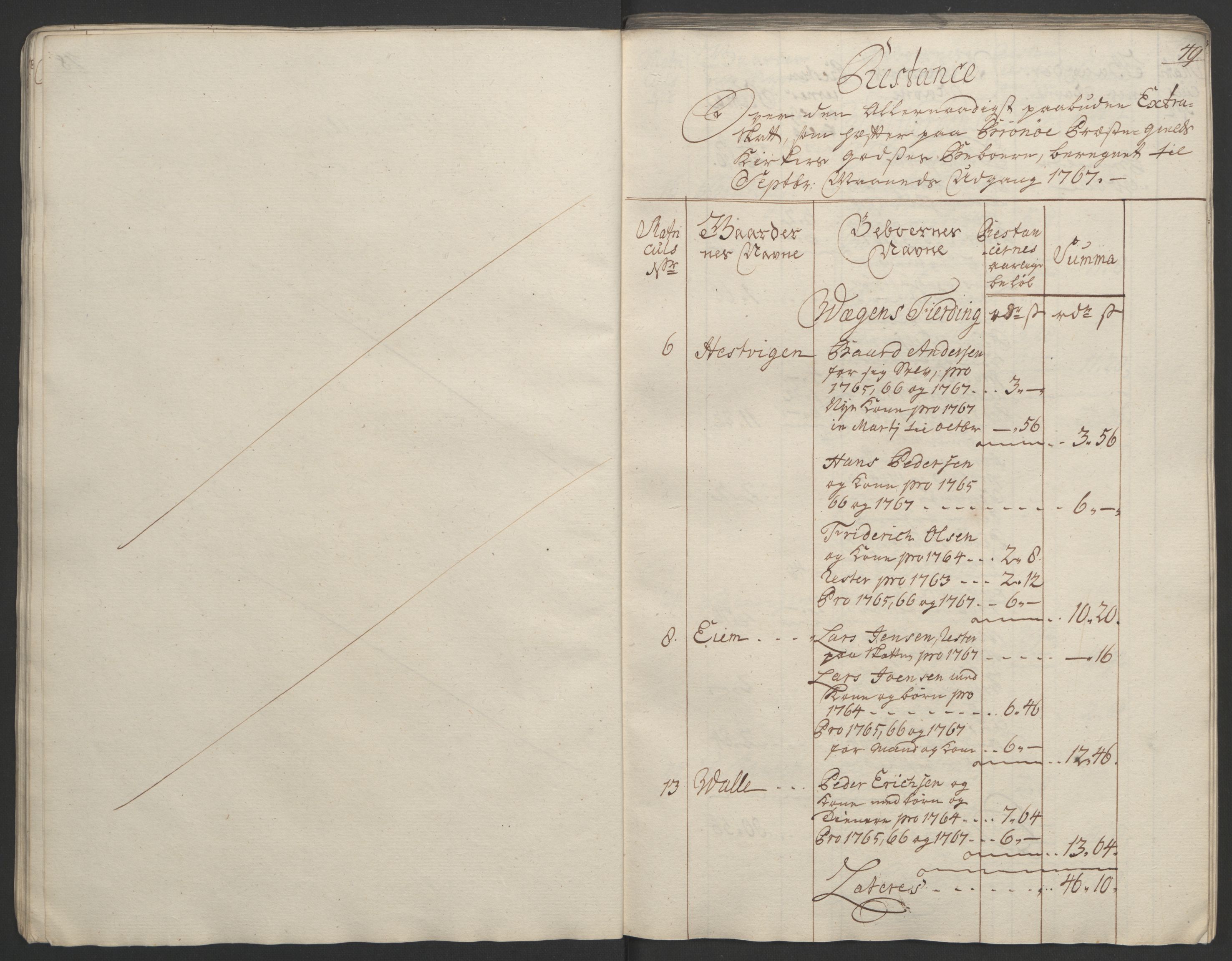 Rentekammeret inntil 1814, Realistisk ordnet avdeling, AV/RA-EA-4070/Ol/L0023: [Gg 10]: Ekstraskatten, 23.09.1762. Helgeland (restanseregister), 1767-1772, s. 50