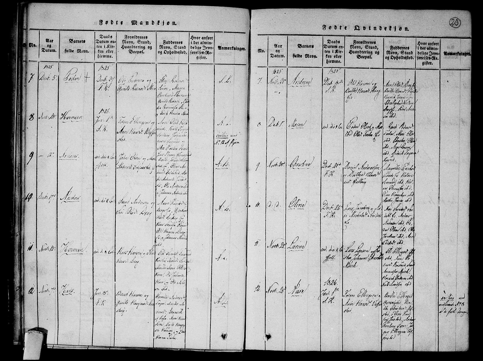 Lier kirkebøker, AV/SAKO-A-230/F/Fa/L0009: Ministerialbok nr. I 9, 1824-1827, s. 23