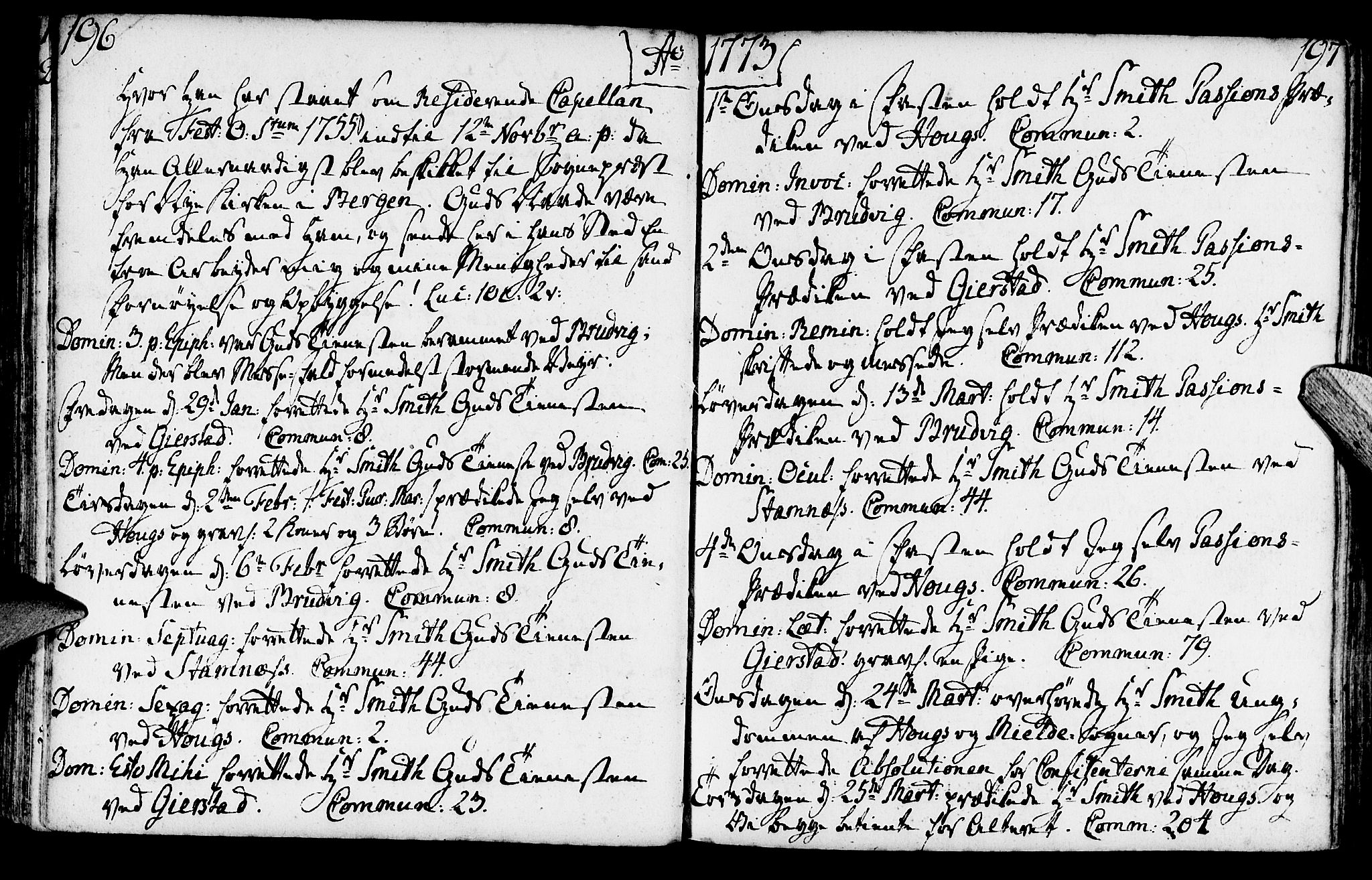 Haus sokneprestembete, SAB/A-75601/H/Haa: Ministerialbok nr. A 9, 1767-1781, s. 196-197