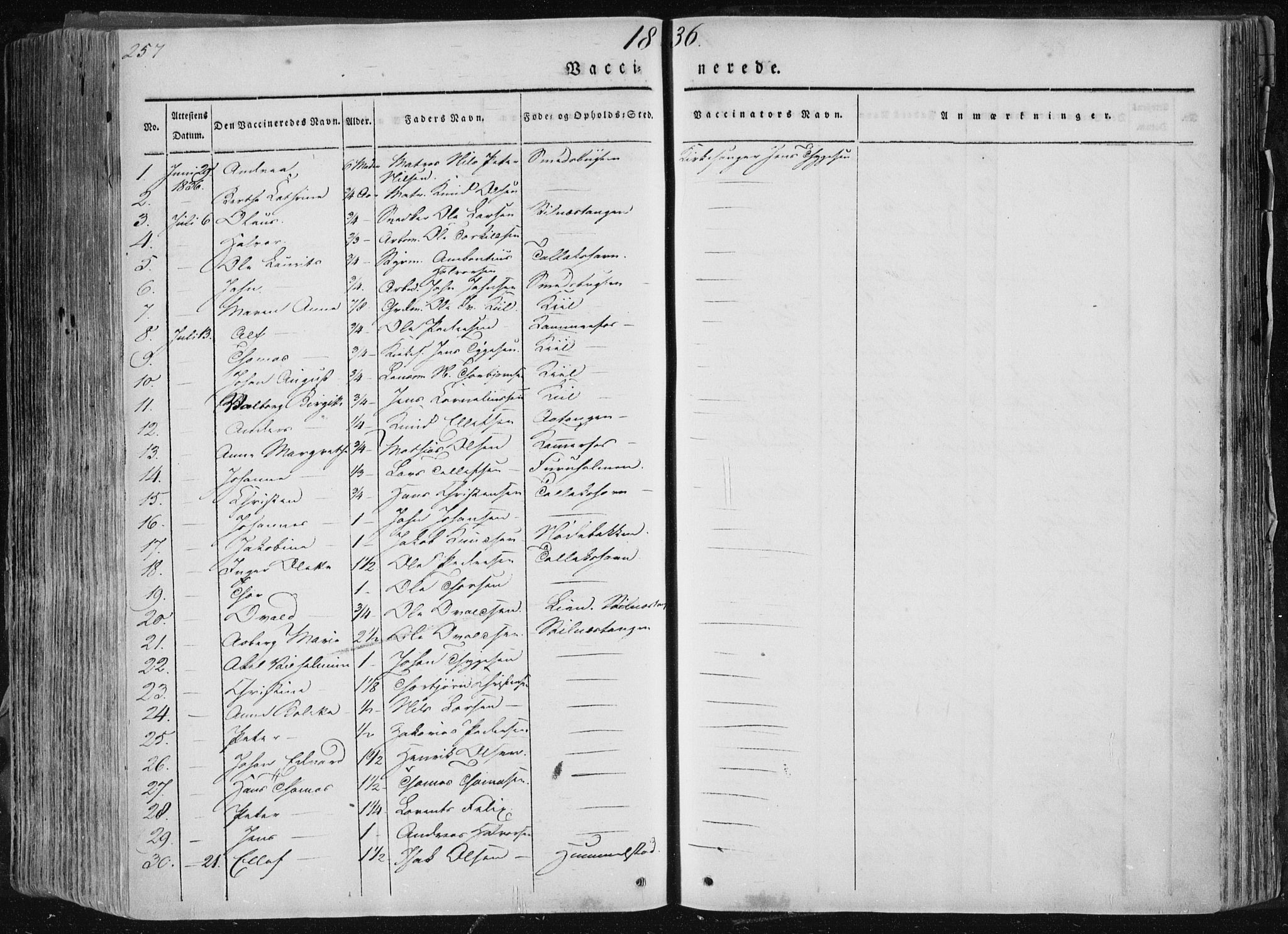 Sannidal kirkebøker, AV/SAKO-A-296/F/Fa/L0007: Ministerialbok nr. 7, 1831-1854, s. 257