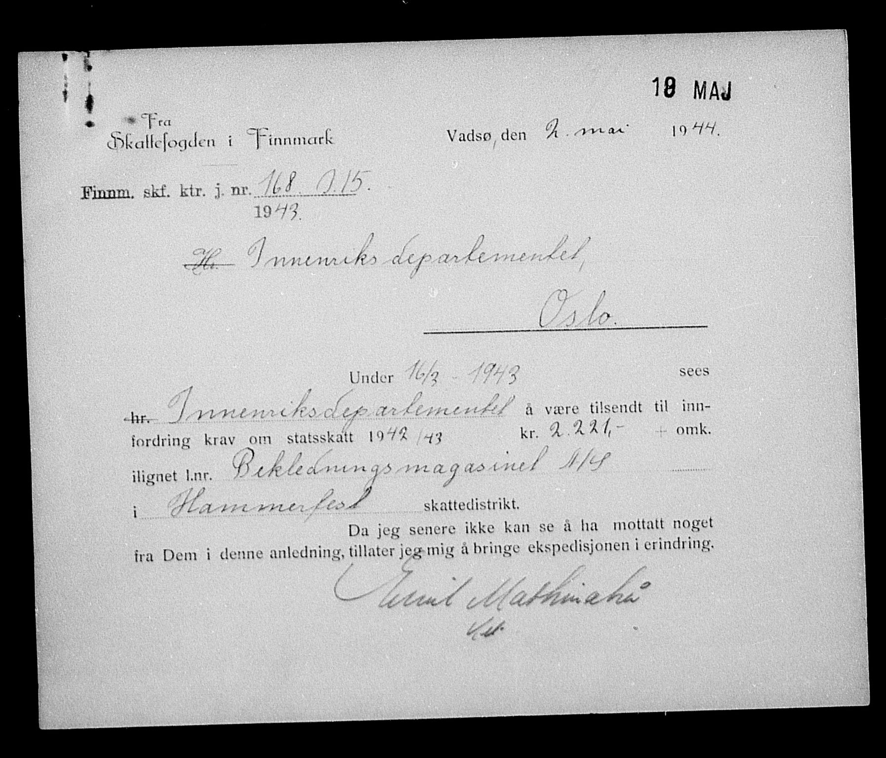 Justisdepartementet, Tilbakeføringskontoret for inndratte formuer, AV/RA-S-1564/H/Hc/Hcb/L0910: --, 1945-1947, s. 65