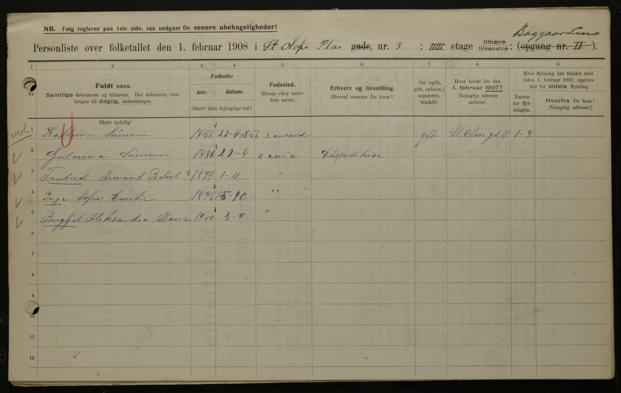 OBA, Kommunal folketelling 1.2.1908 for Kristiania kjøpstad, 1908, s. 79660