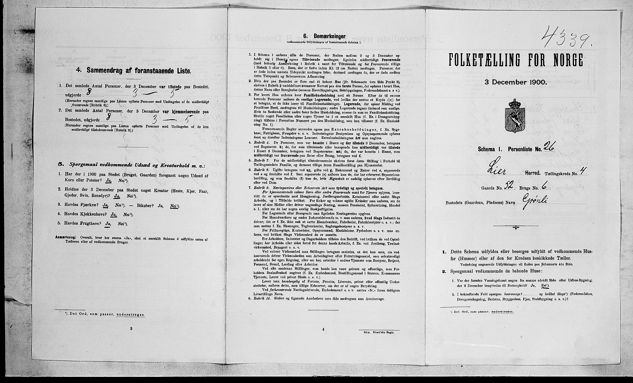 RA, Folketelling 1900 for 0626 Lier herred, 1900, s. 717