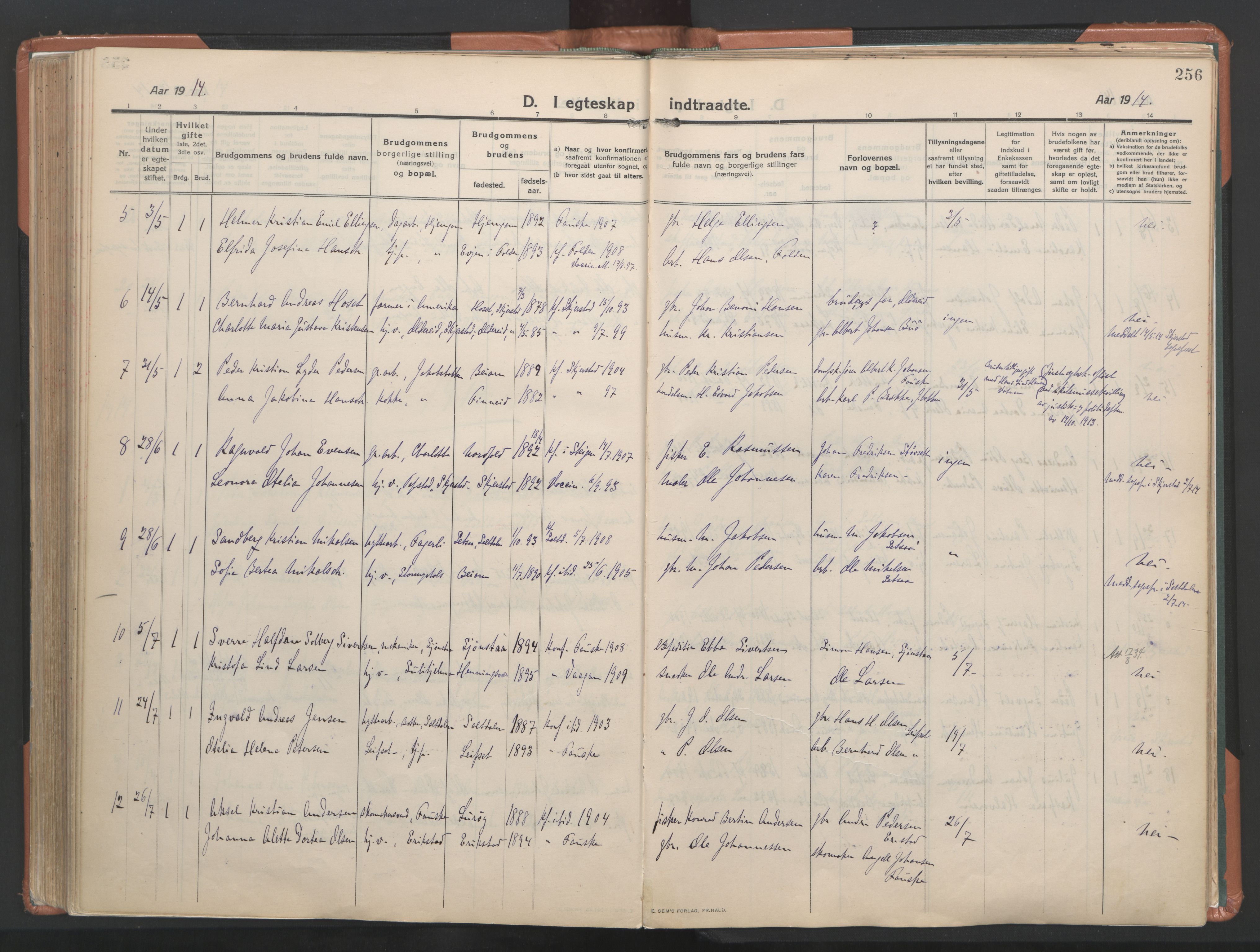 Ministerialprotokoller, klokkerbøker og fødselsregistre - Nordland, AV/SAT-A-1459/849/L0698: Ministerialbok nr. 849A09, 1911-1924, s. 256