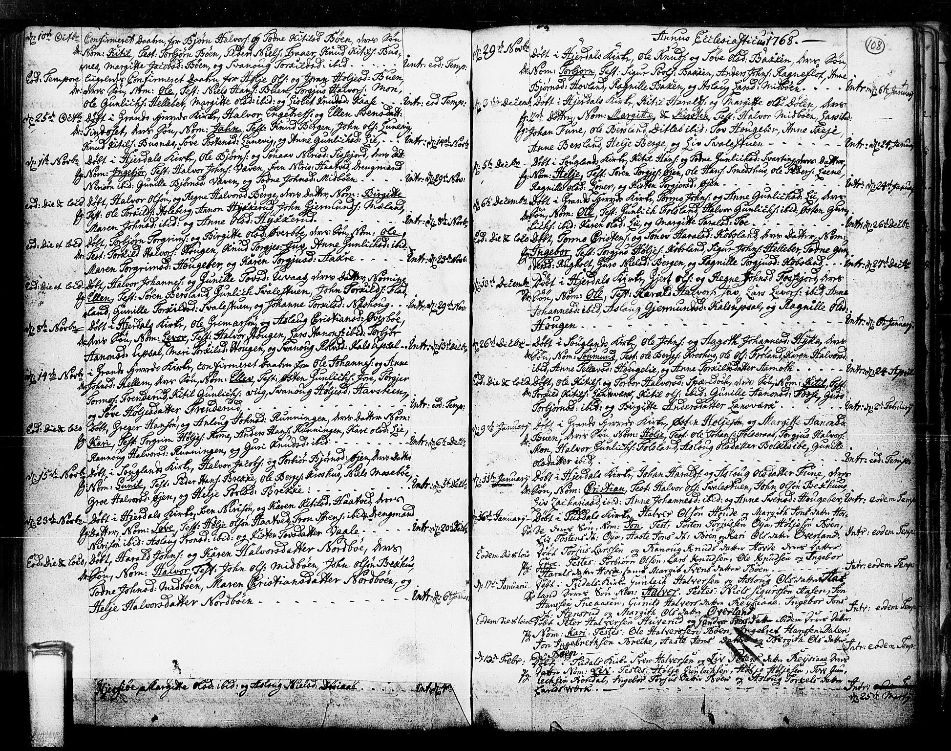 Hjartdal kirkebøker, AV/SAKO-A-270/F/Fa/L0003: Ministerialbok nr. I 3, 1727-1775, s. 108