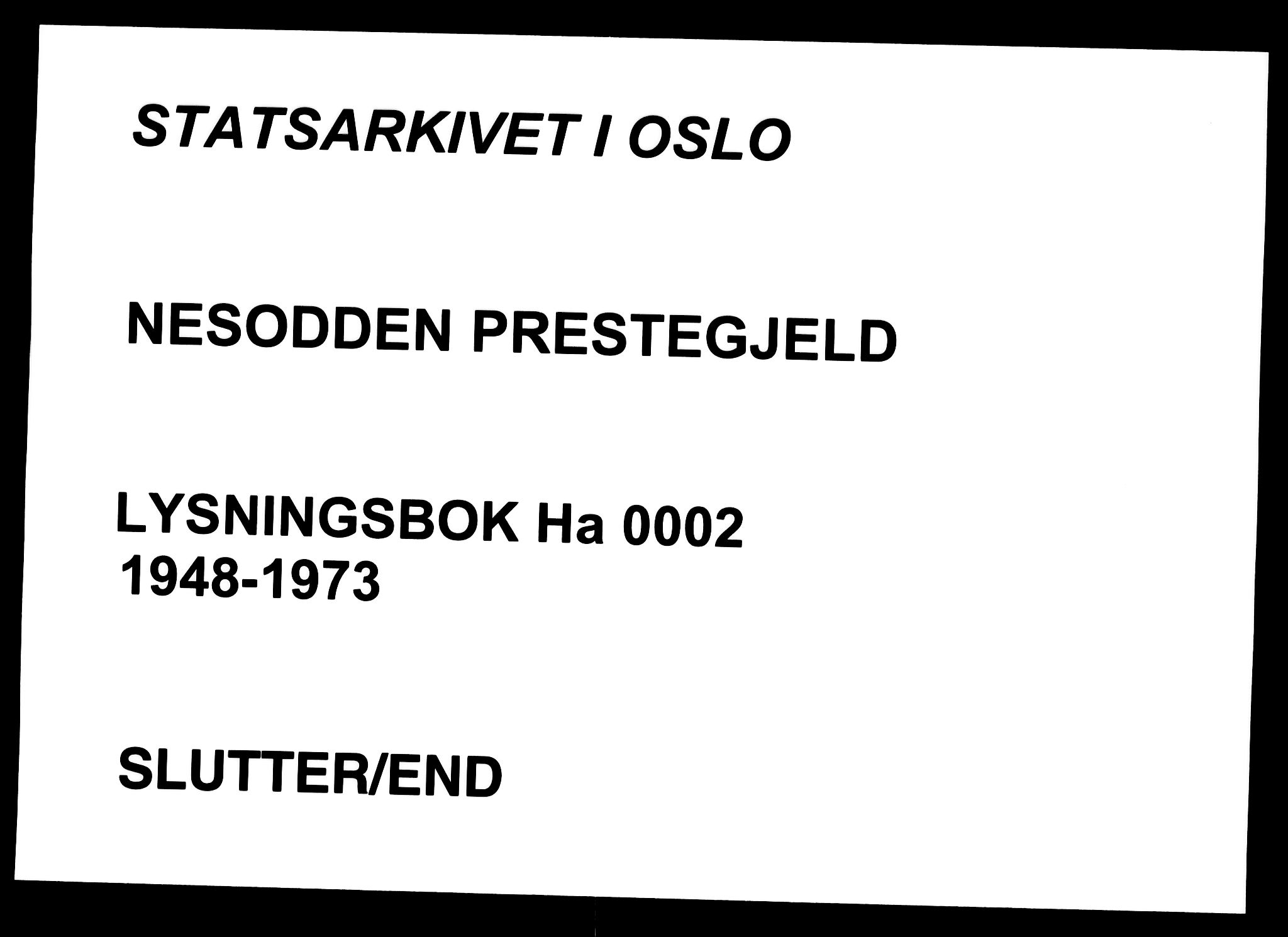 Nesodden prestekontor Kirkebøker, AV/SAO-A-10013/H/Ha/L0002: Lysningsprotokoll nr. 2, 1948-1973