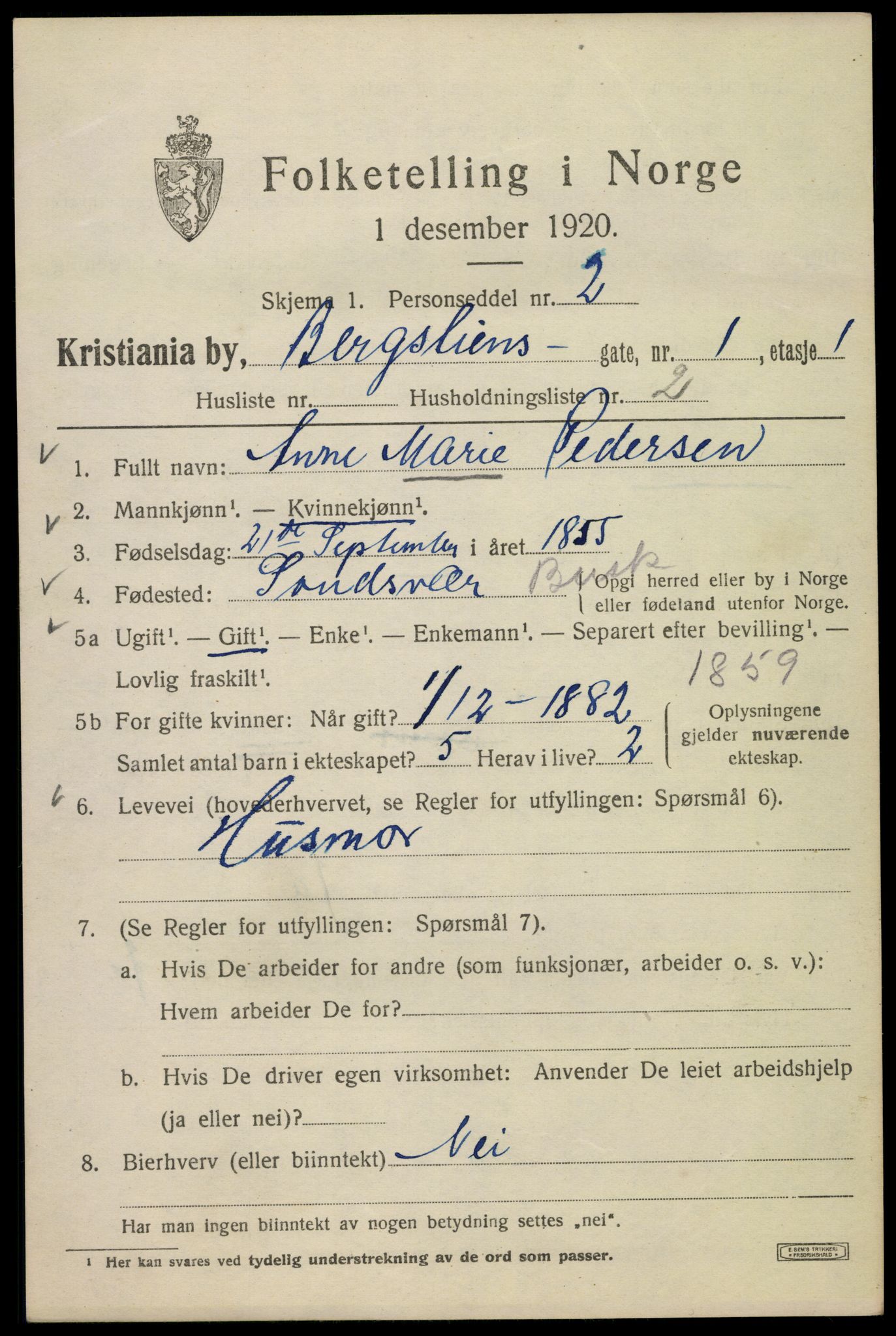 SAO, Folketelling 1920 for 0301 Kristiania kjøpstad, 1920, s. 153475