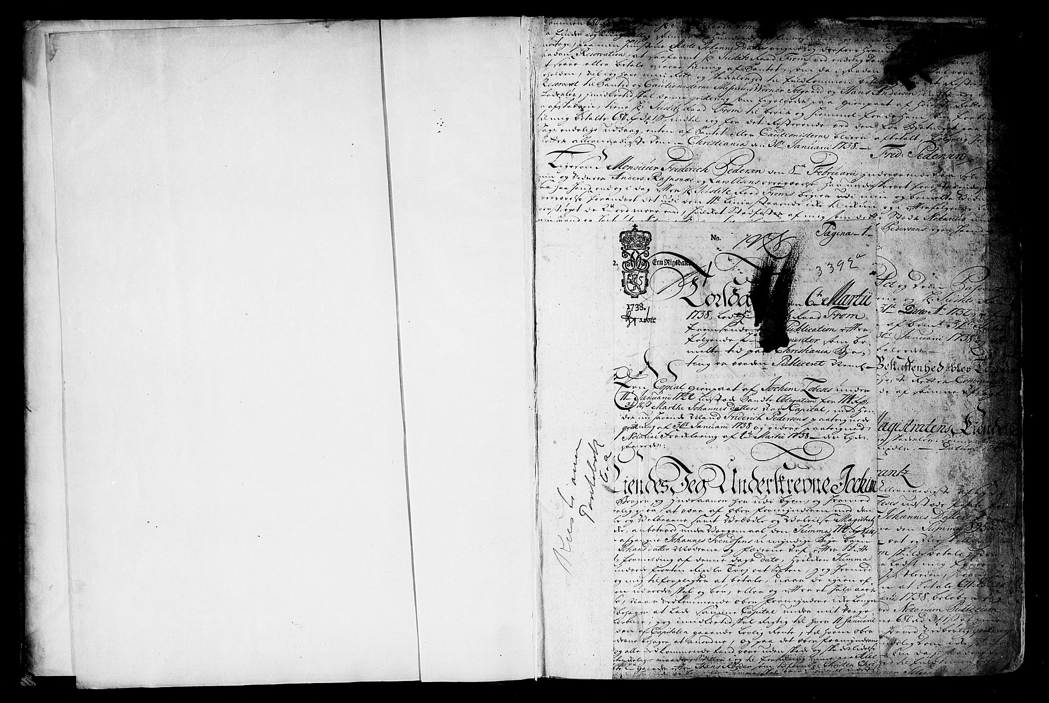 Christiania byfogd, AV/SAO-A-11543/G/Gb/Gba/L0006a: Pantebok nr. 6a, 1738-1741, s. 1