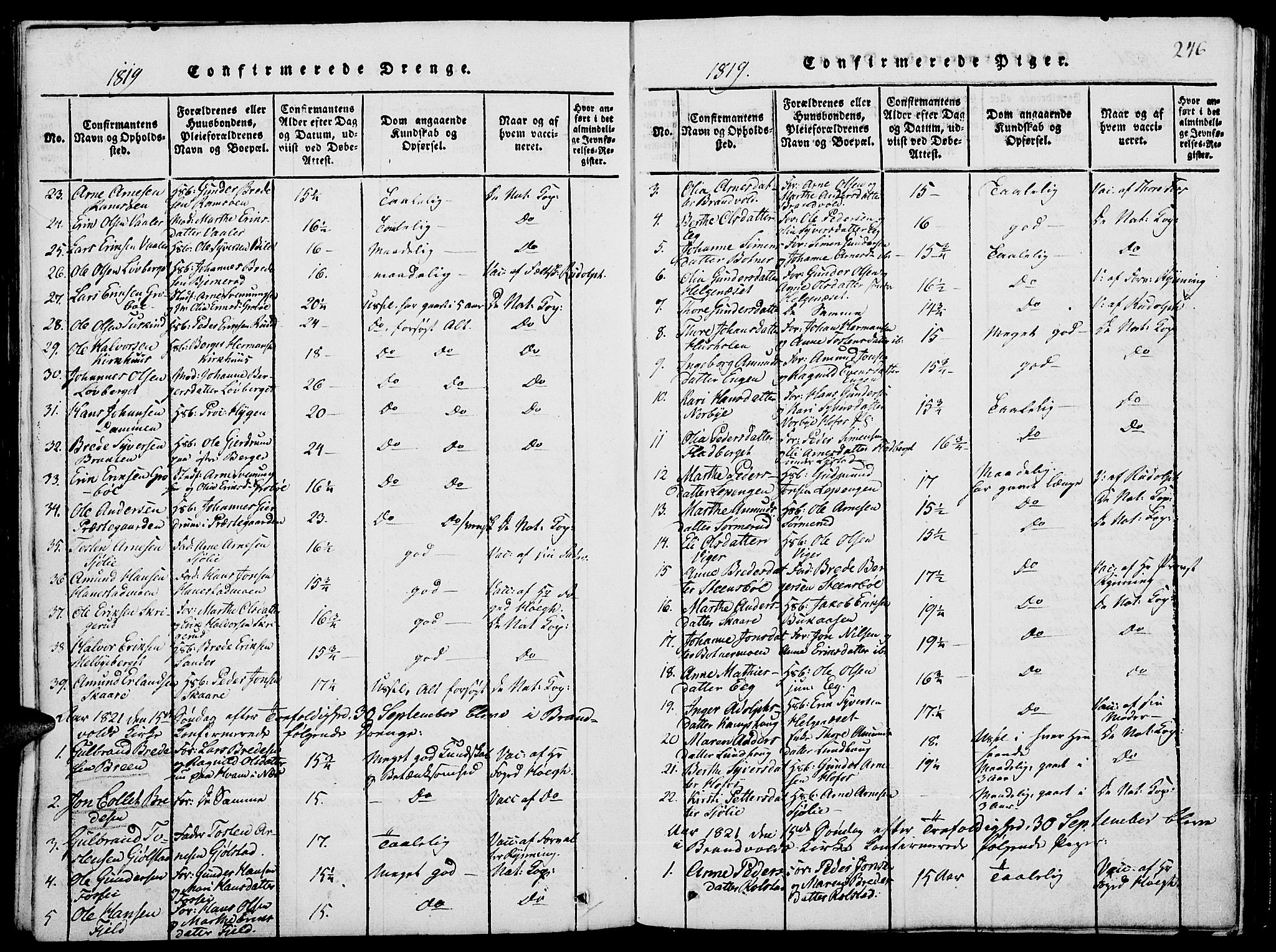 Grue prestekontor, SAH/PREST-036/H/Ha/Hab/L0001: Klokkerbok nr. 1, 1814-1841, s. 246