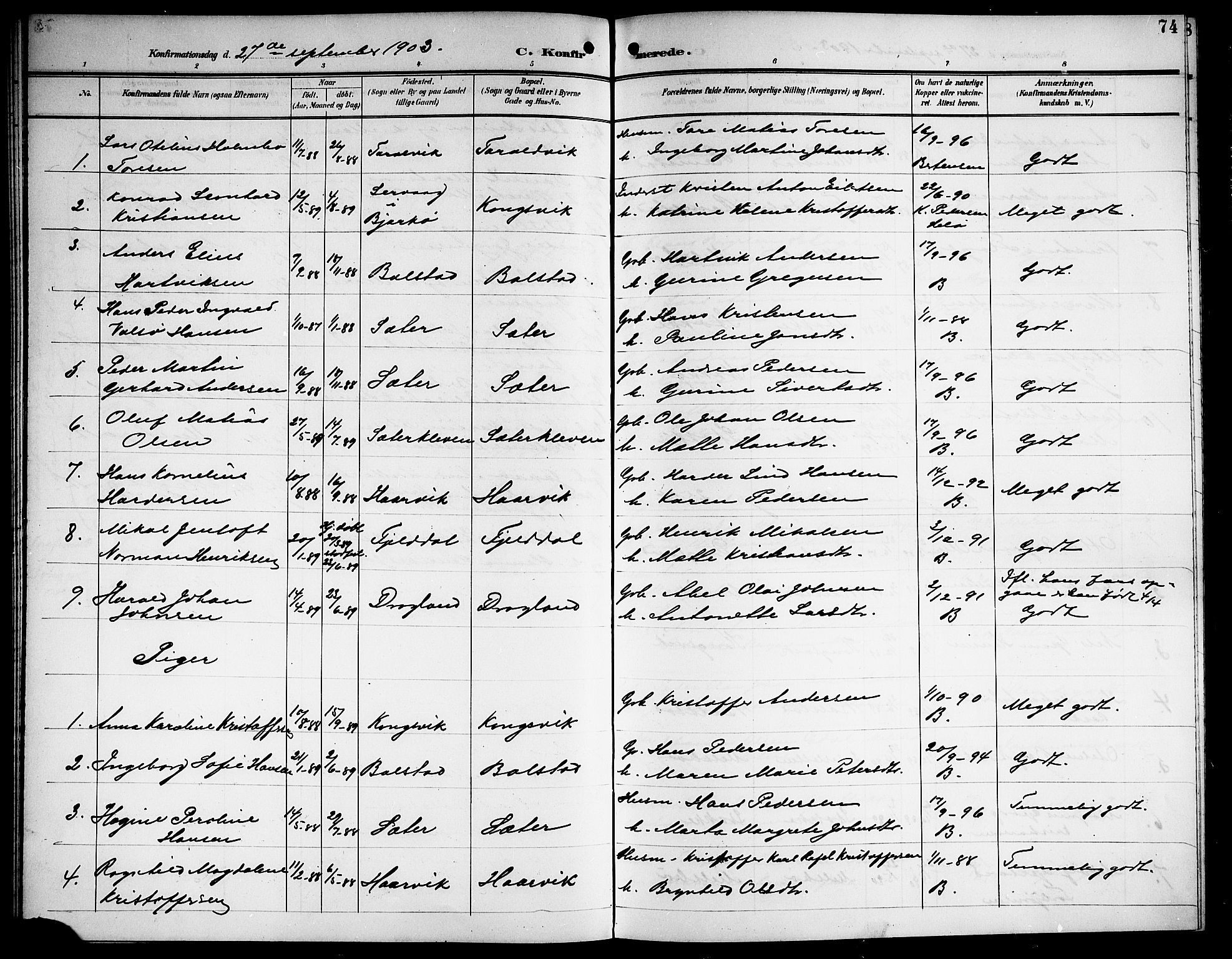 Ministerialprotokoller, klokkerbøker og fødselsregistre - Nordland, AV/SAT-A-1459/865/L0932: Klokkerbok nr. 865C04, 1901-1917, s. 74