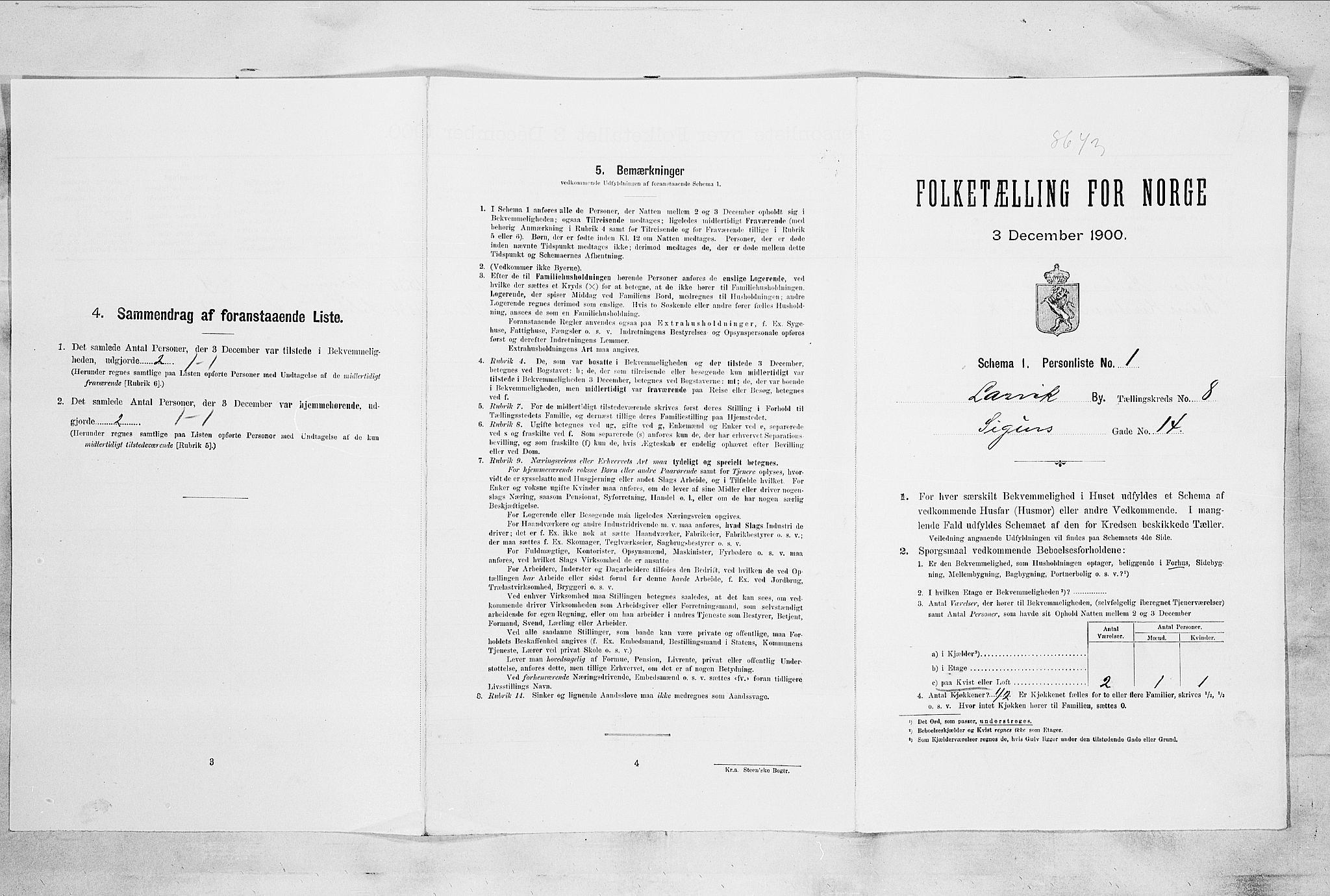 RA, Folketelling 1900 for 0707 Larvik kjøpstad, 1900, s. 719