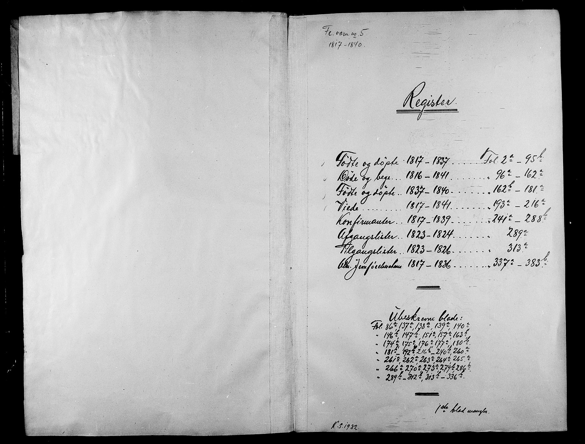 Stavern kirkebøker, AV/SAKO-A-318/G/Ga/L0001: Klokkerbok nr. 1, 1817-1841