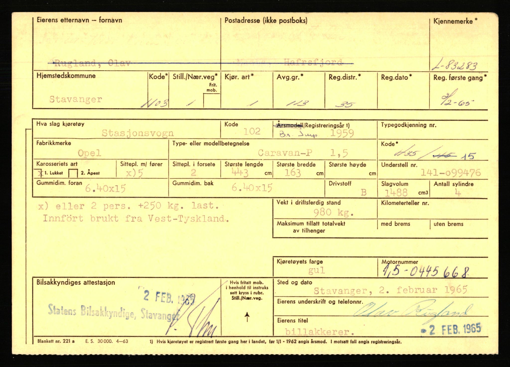 Stavanger trafikkstasjon, AV/SAST-A-101942/0/F/L0072: L-82200 - L-84099, 1930-1971, s. 1327